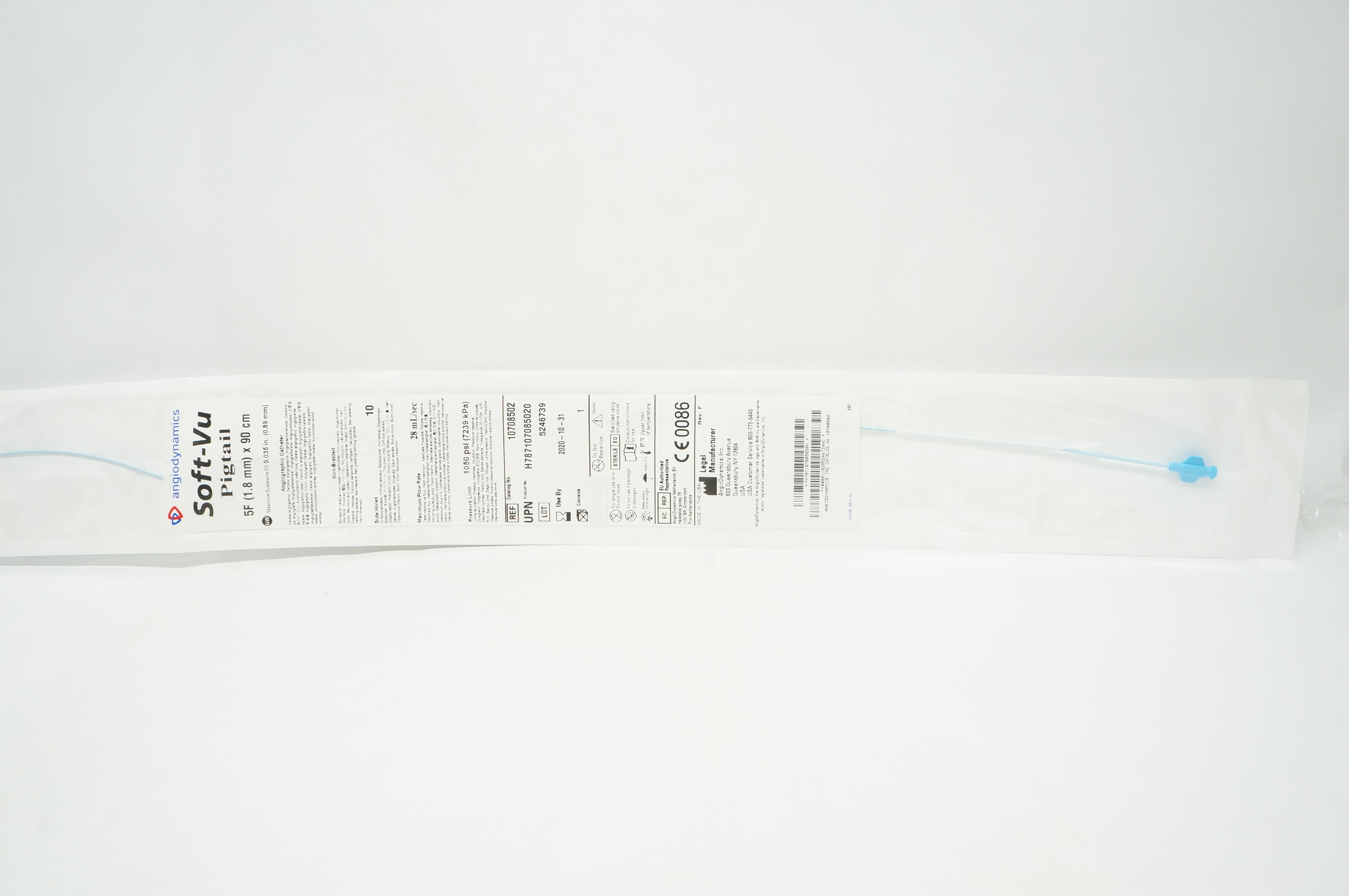 AngioDynamics 10708502 Soft-Vu Pigtail Angiographic Cath. 5F x 90cm (x)