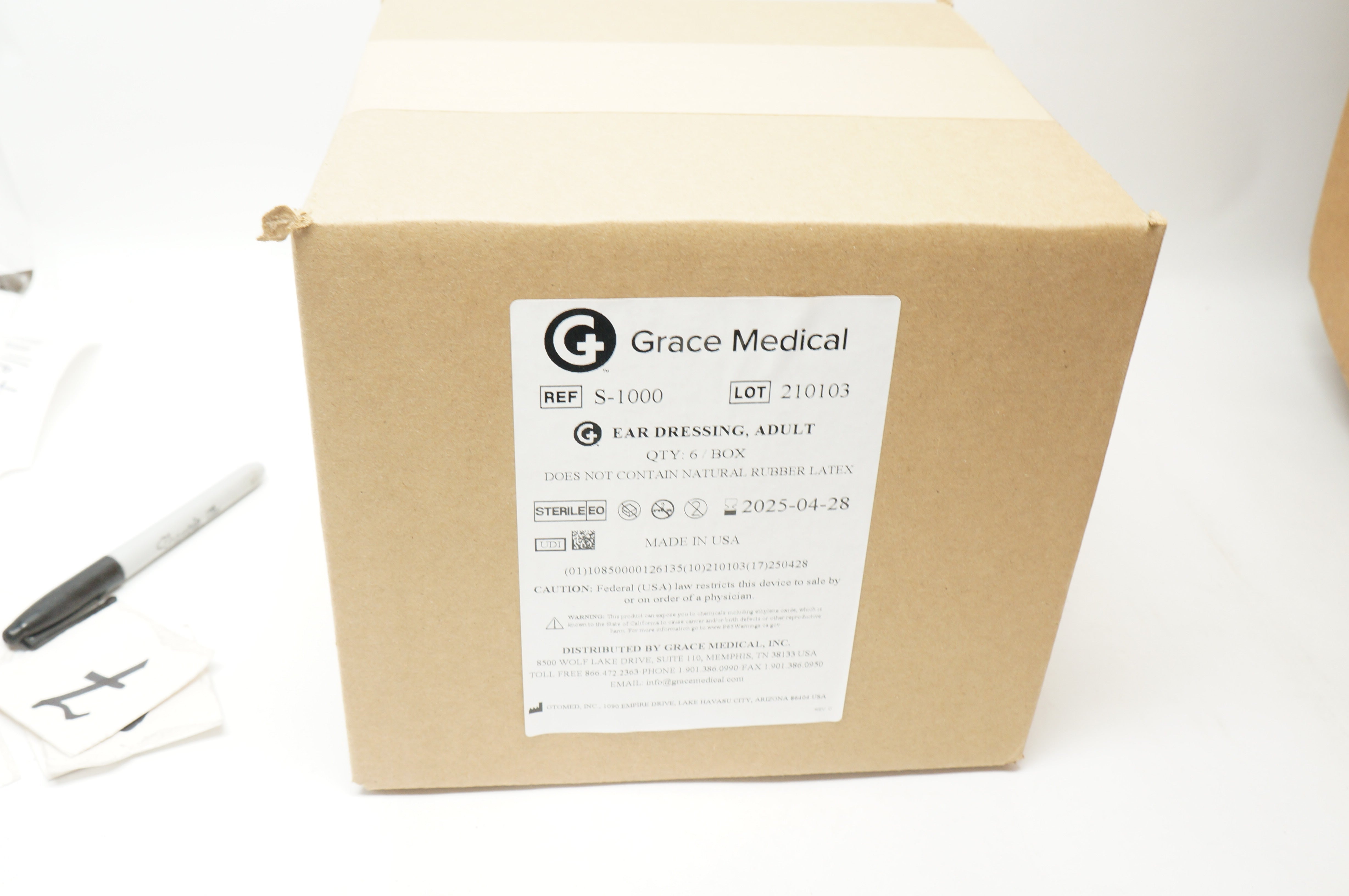 Otomed Medical S-1000 Grace Medical Glasscock Ear Dressing, Adult - Box of 6