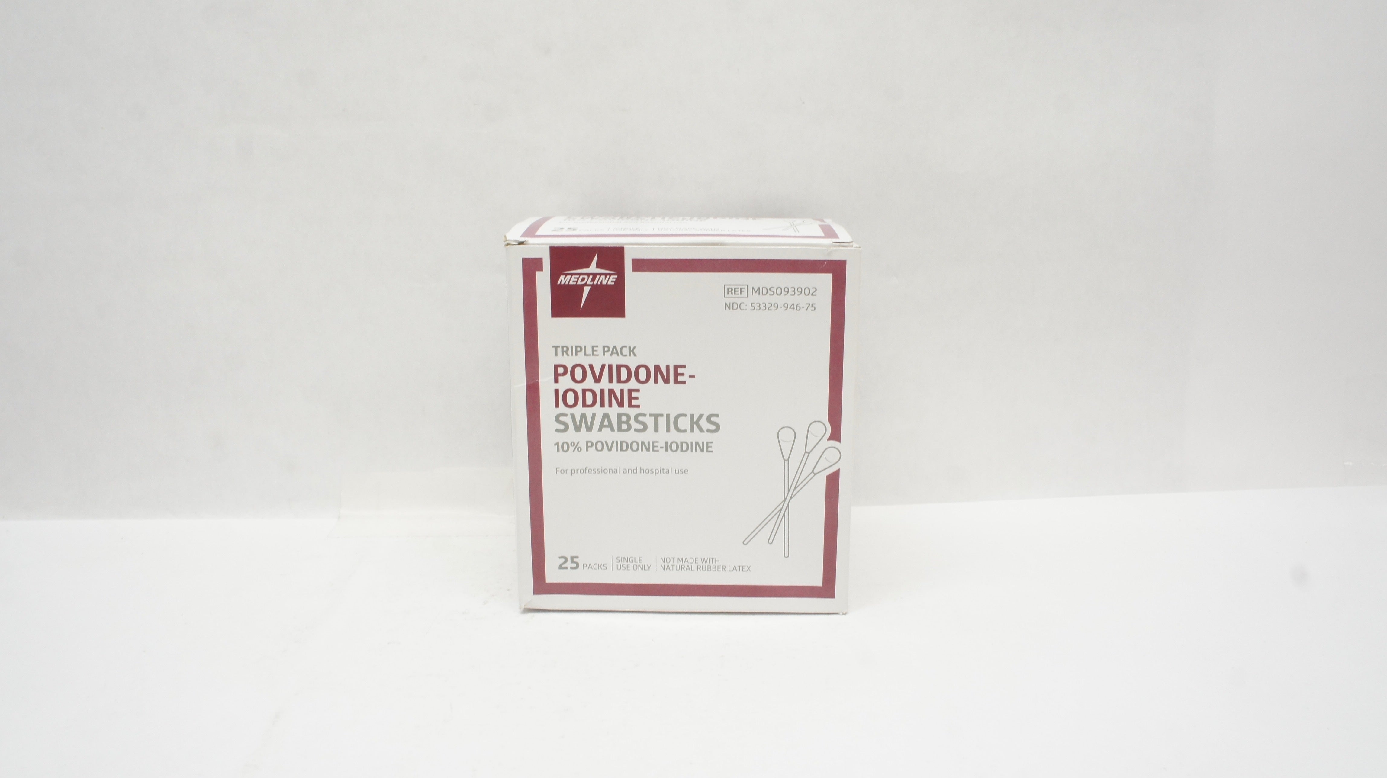 Medline MDS093902 Triple Pack 10% Povidone-Iodine Swabsticks (x) - Box of 25