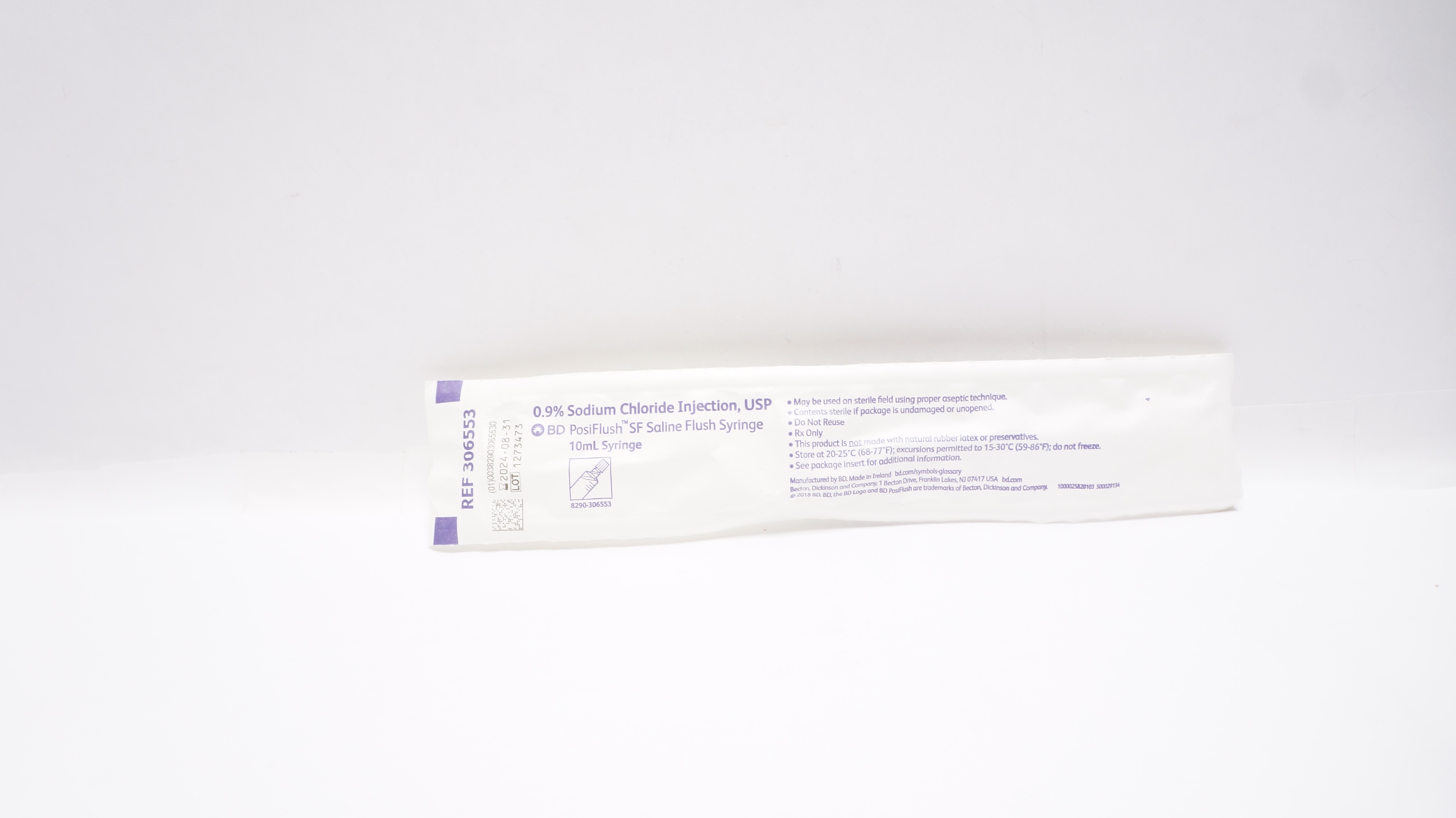 BD 306553 PosiFlush 0.9% Sodium Chloride Injection USP Saline Flush Syringe 10ml