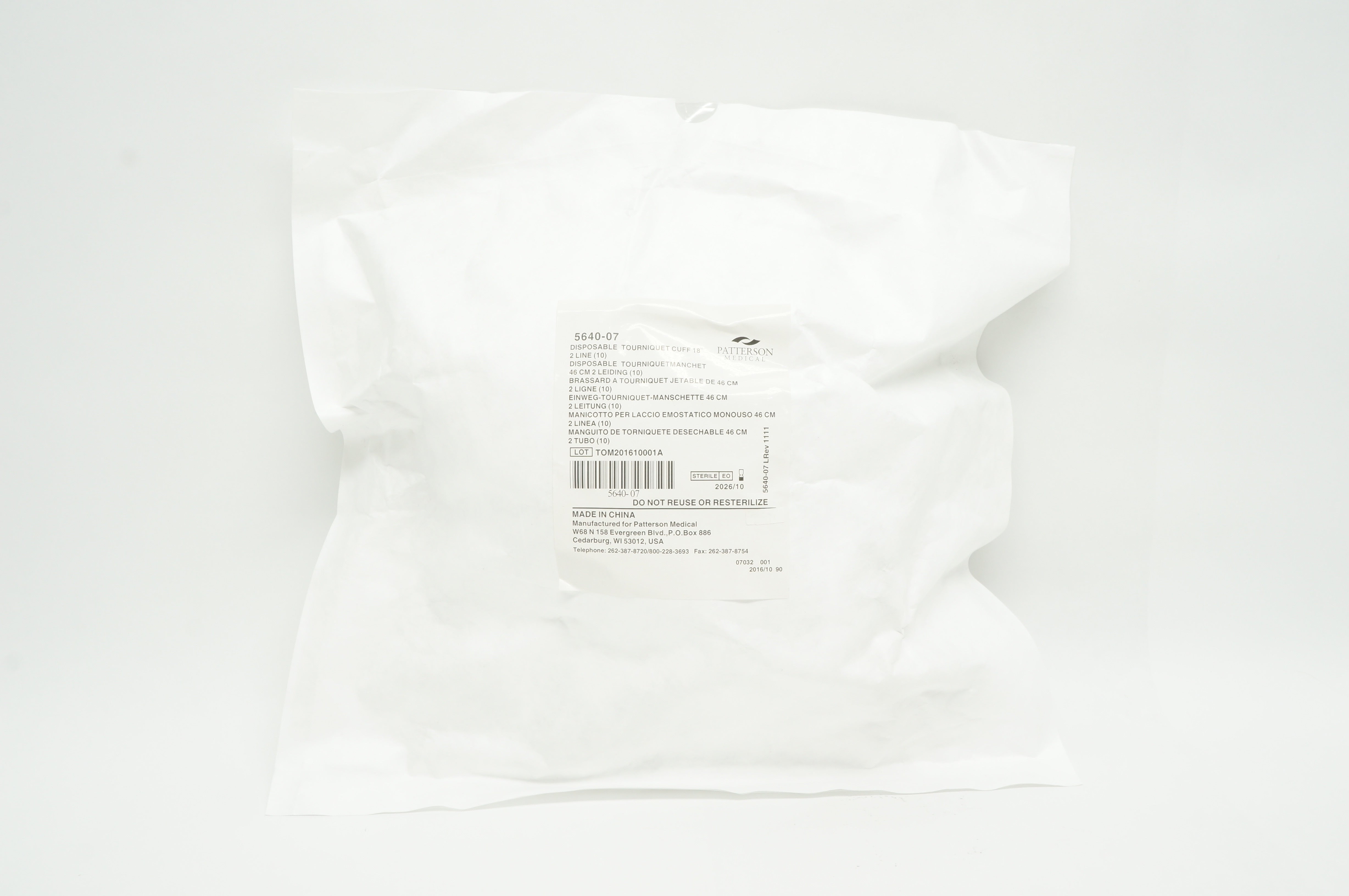 Patterson 5640-07 Disposable Tourniquet Cuff 18inch