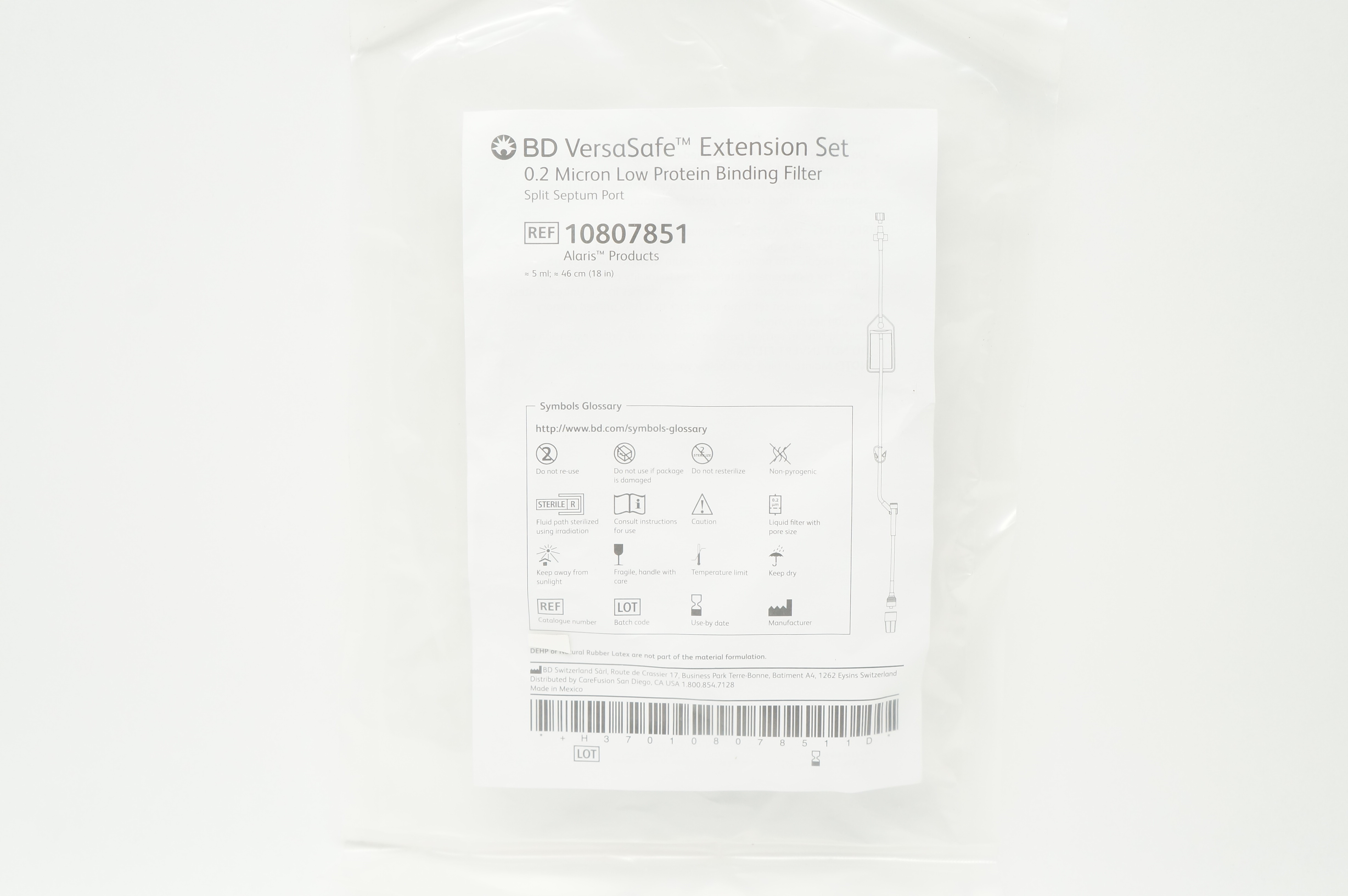 BD 10807851 Alaris VersaSafe Extension Set 5ml x 18inch (Approx.) (x)