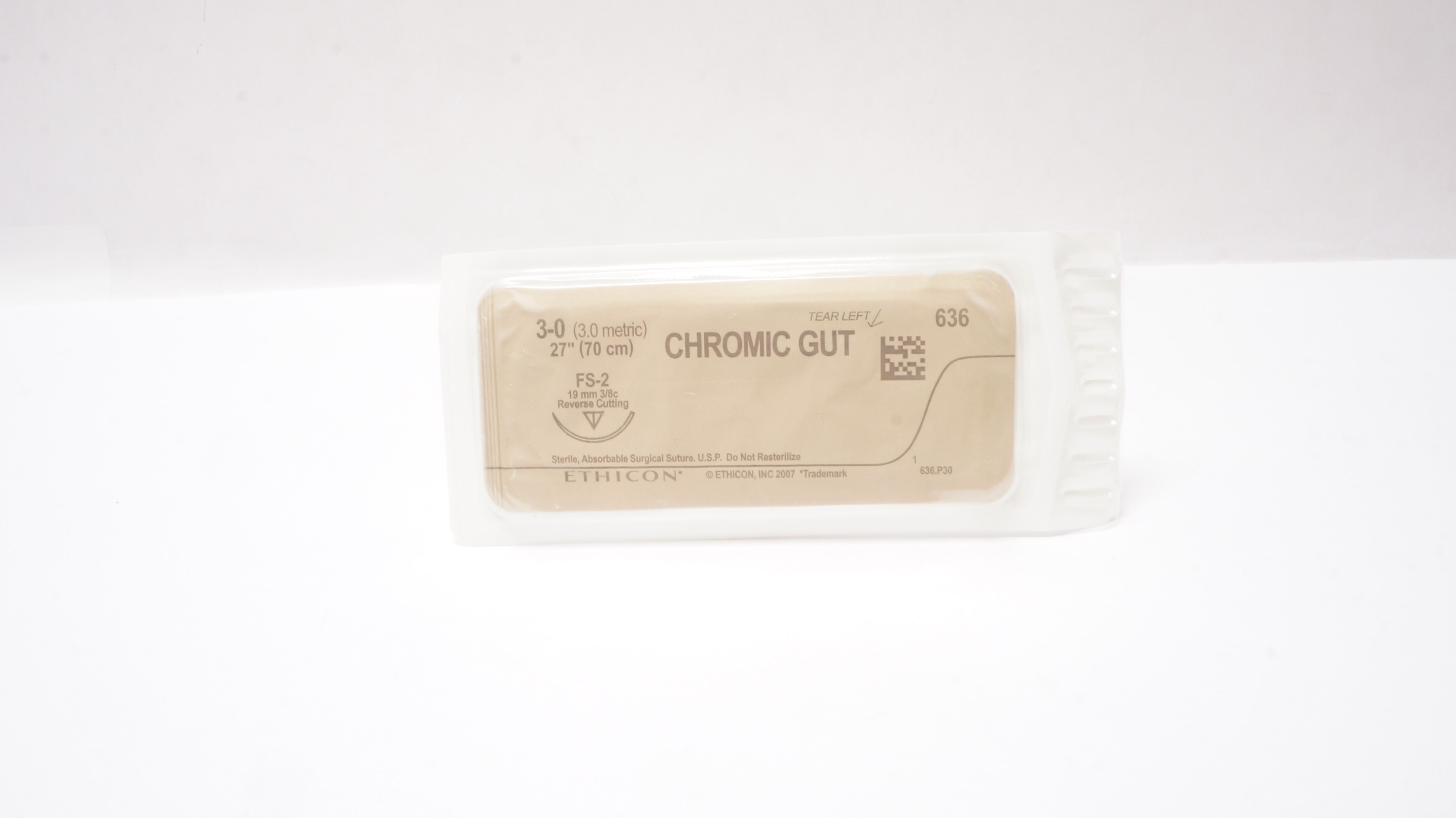 Ethicon 636 3-0 CHROMIC GUT, FS-2, 19mm 3/8c Reverse Cutting, 27inch (x)