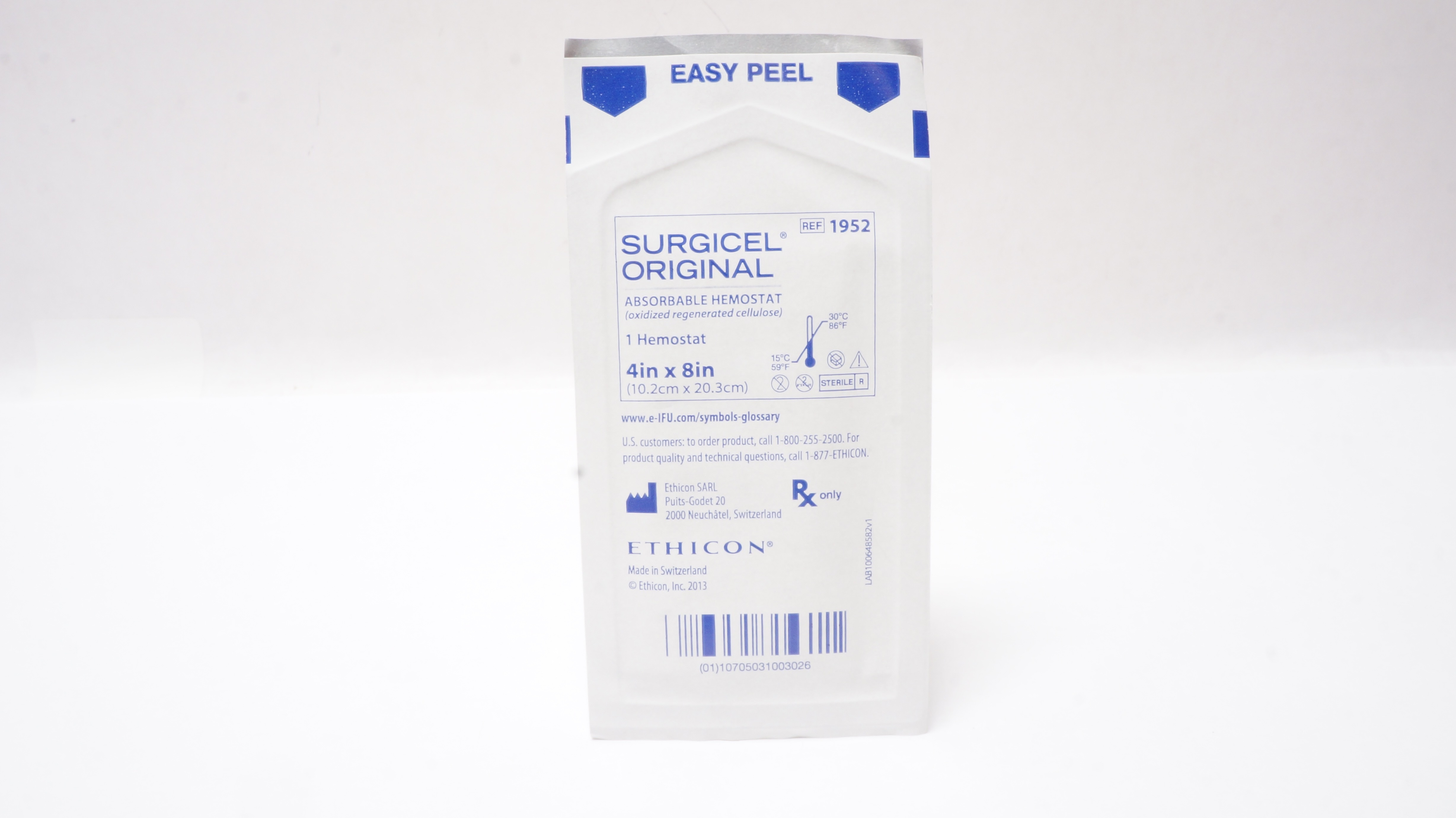 Ethicon 1952 Surgicel Original Absorbable Hemostat 4inch x 8inch