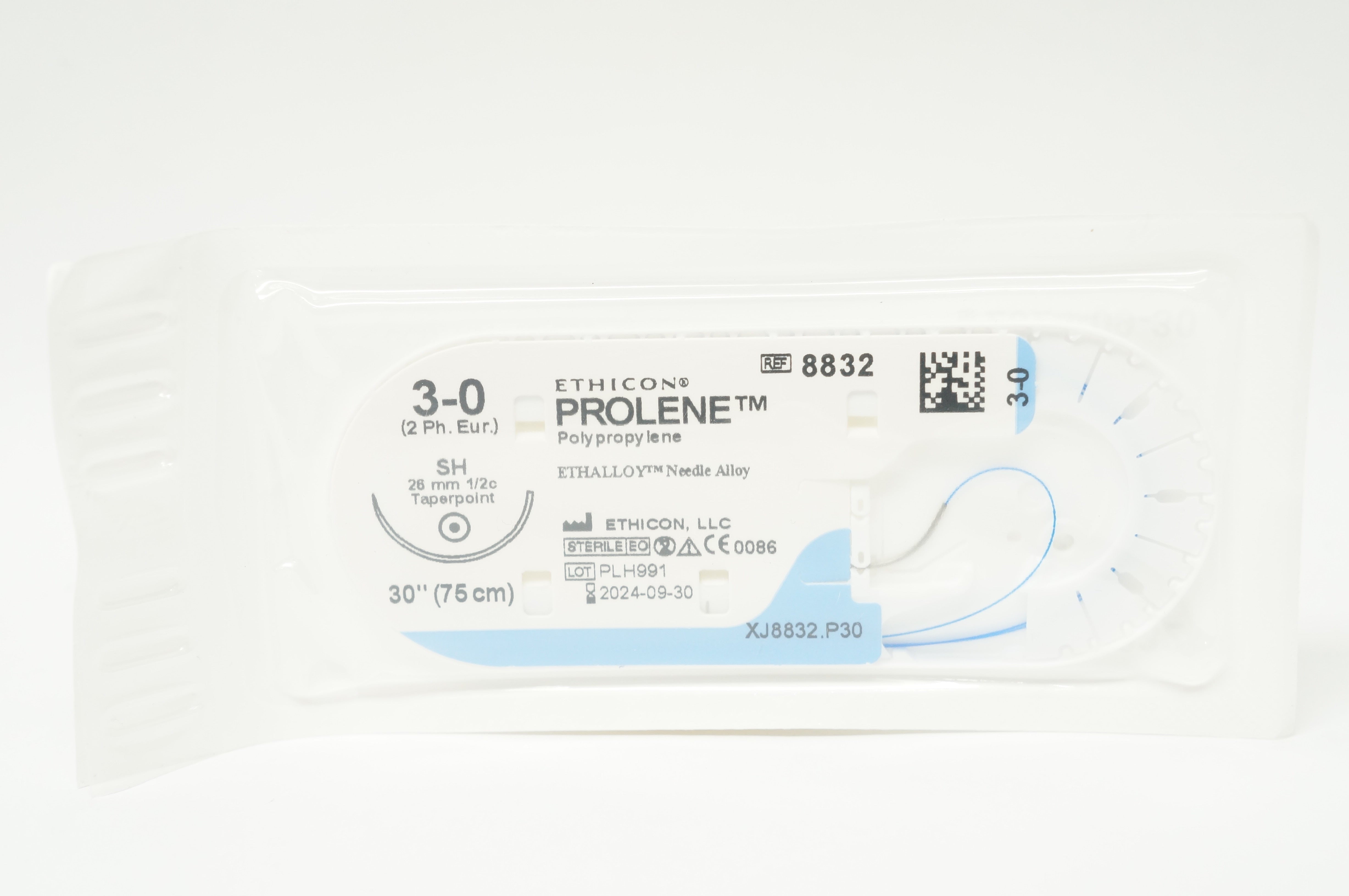 Ethicon 8832 3-0 PROLENE, SH, 26mm 1/2c Taperpoint, 30inch