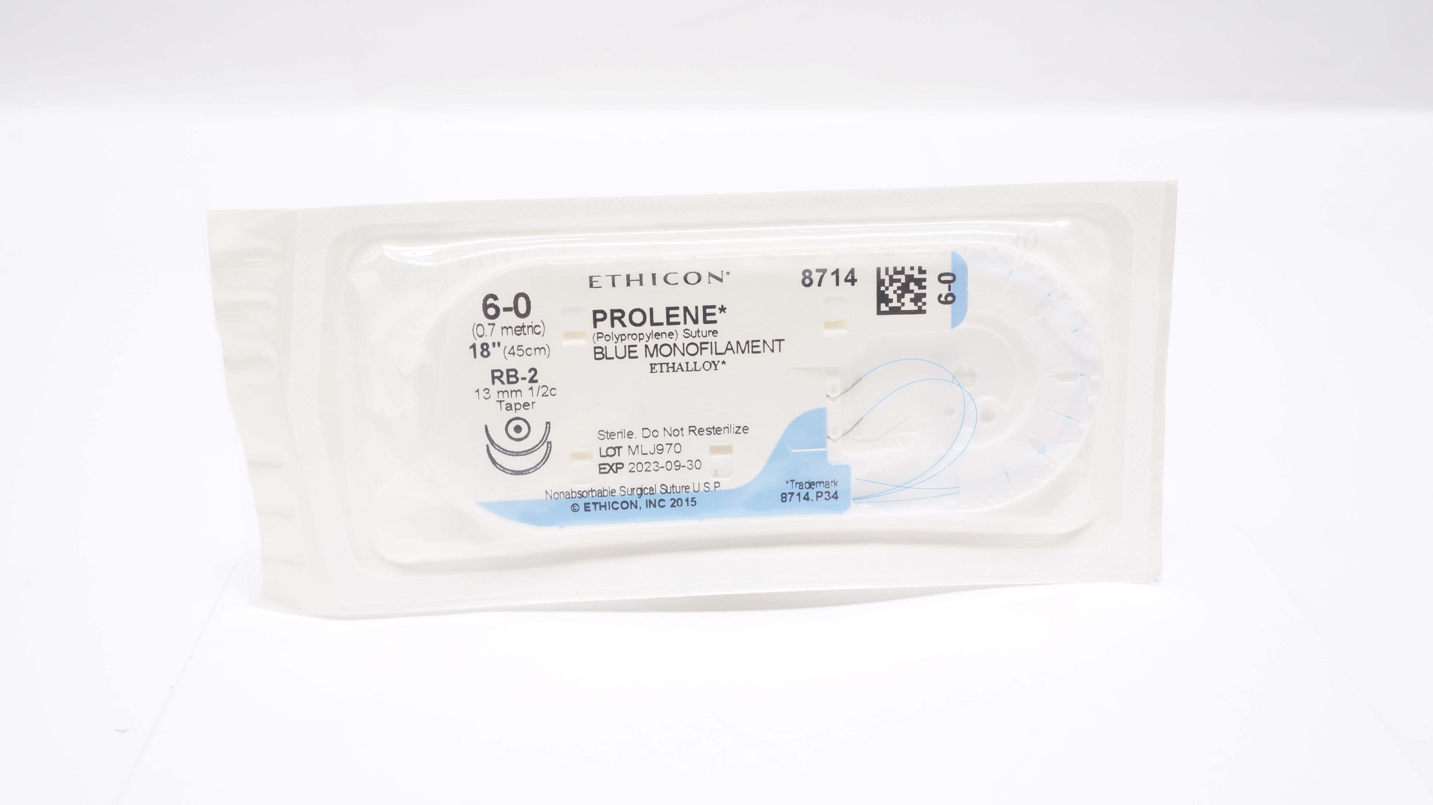 Ethicon 8714 6-0 PROLENE Polypropylene Stre RB-2 13mm 1/2c Taper, 18inch (x)