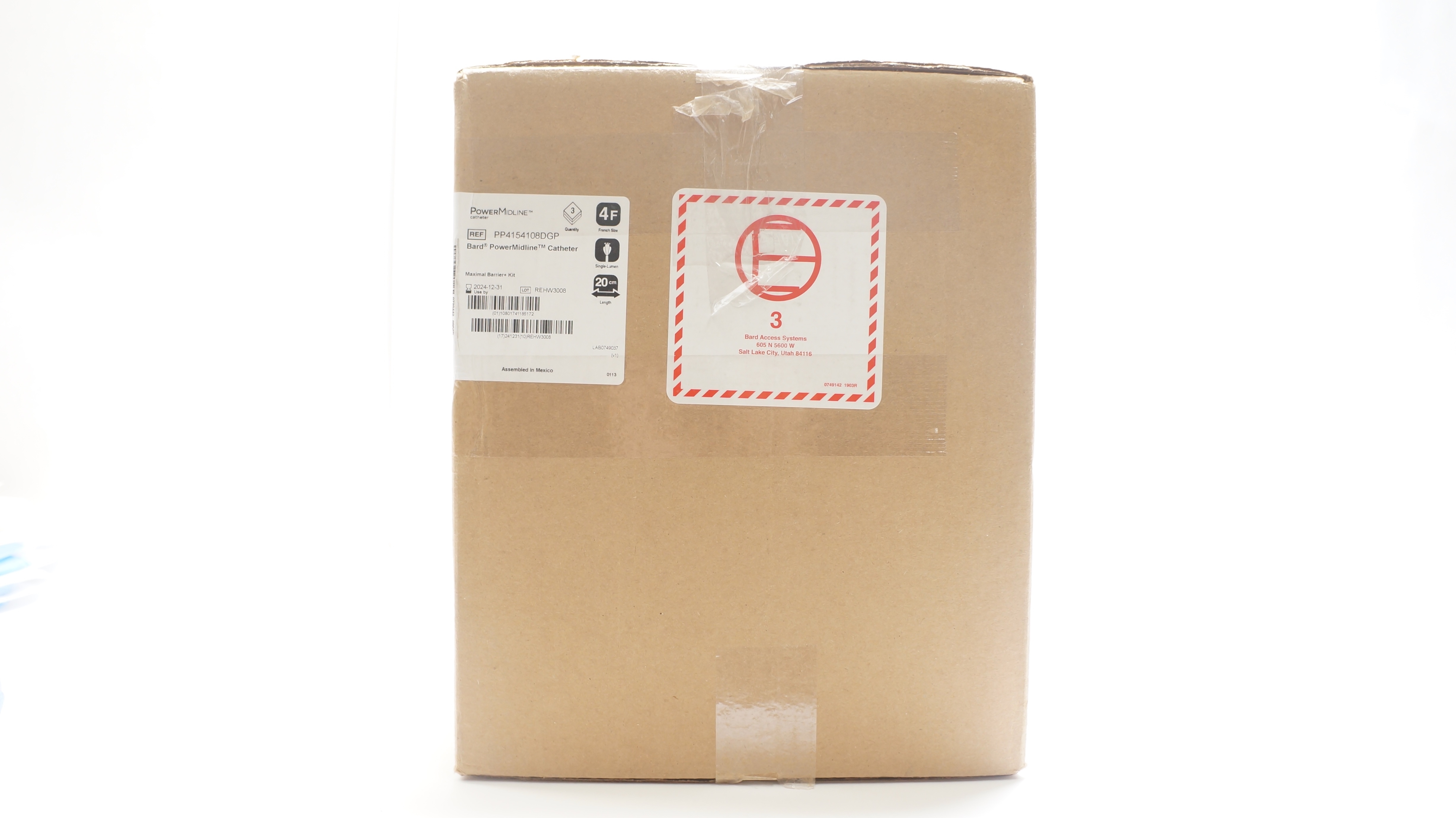 Bard PP4154108DGP PowerMidline Cath. 4F x 20cm - Box of 3