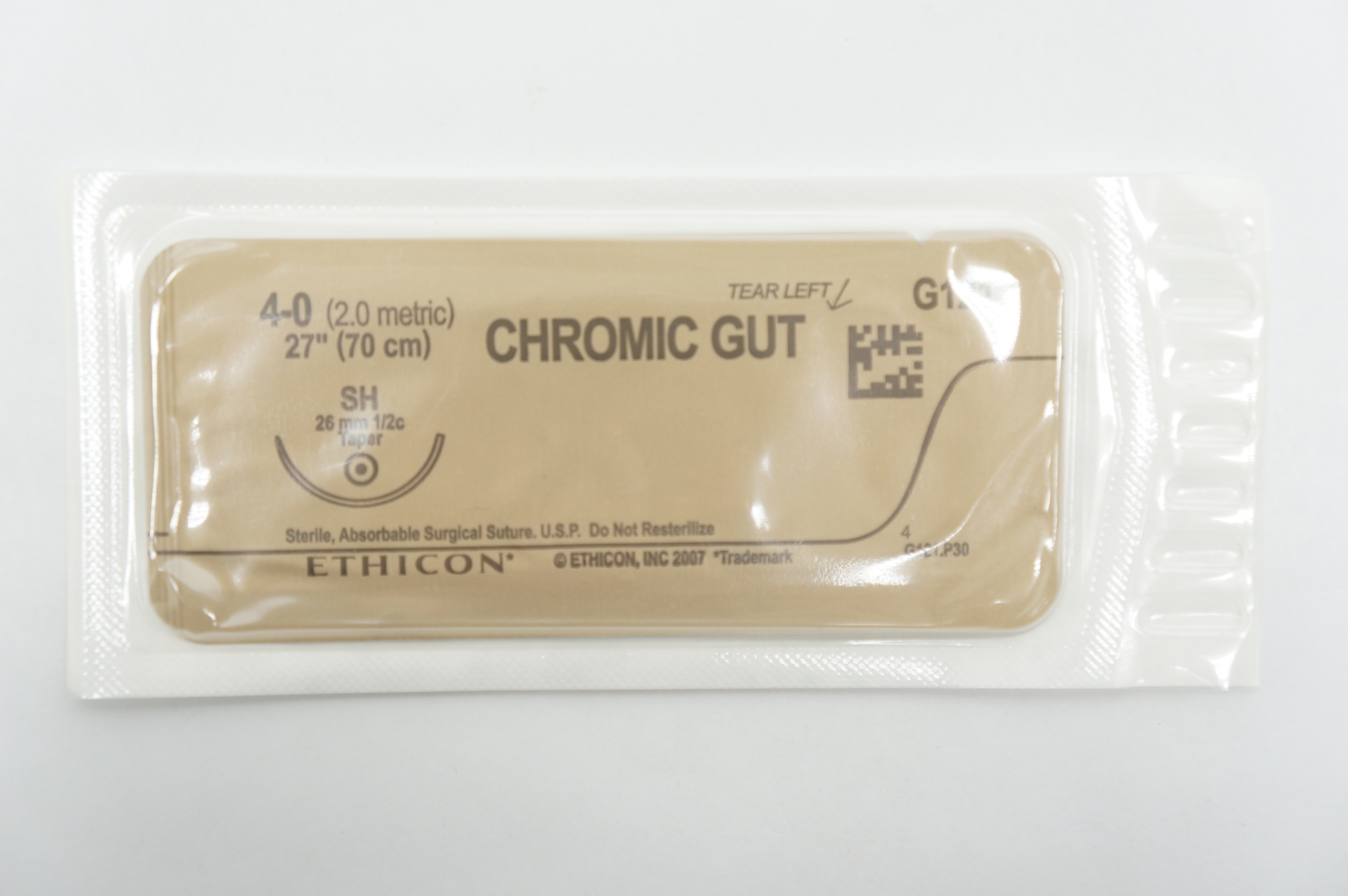 Ethicon G121 4-0 CHROMIC GUT, SH, 26mm 1/2c Taper, 27inch