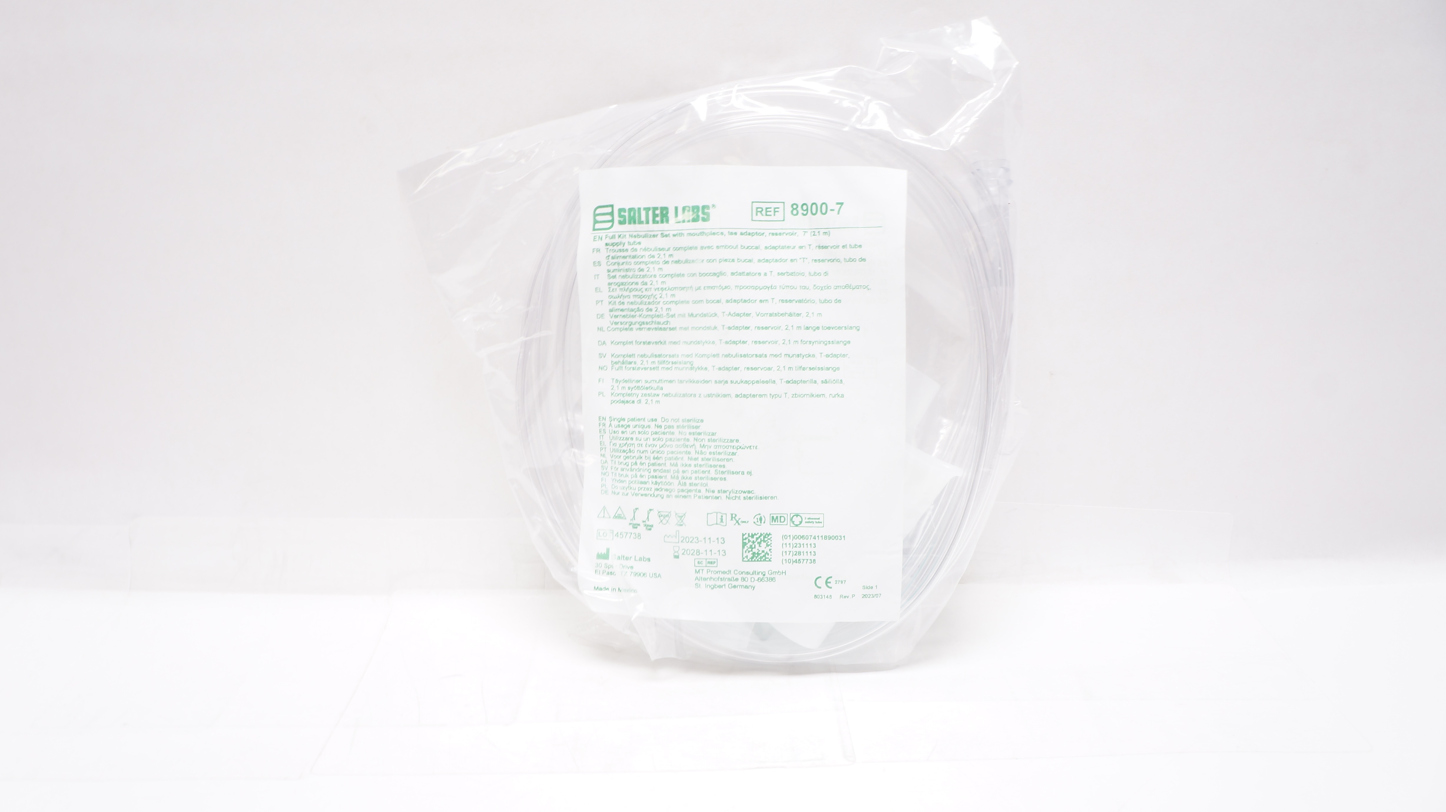 SalterLabs 8900-7 Full Kit Nebulizer Set w/Mouthpiece Adaptor Reservoir 7ft Tube