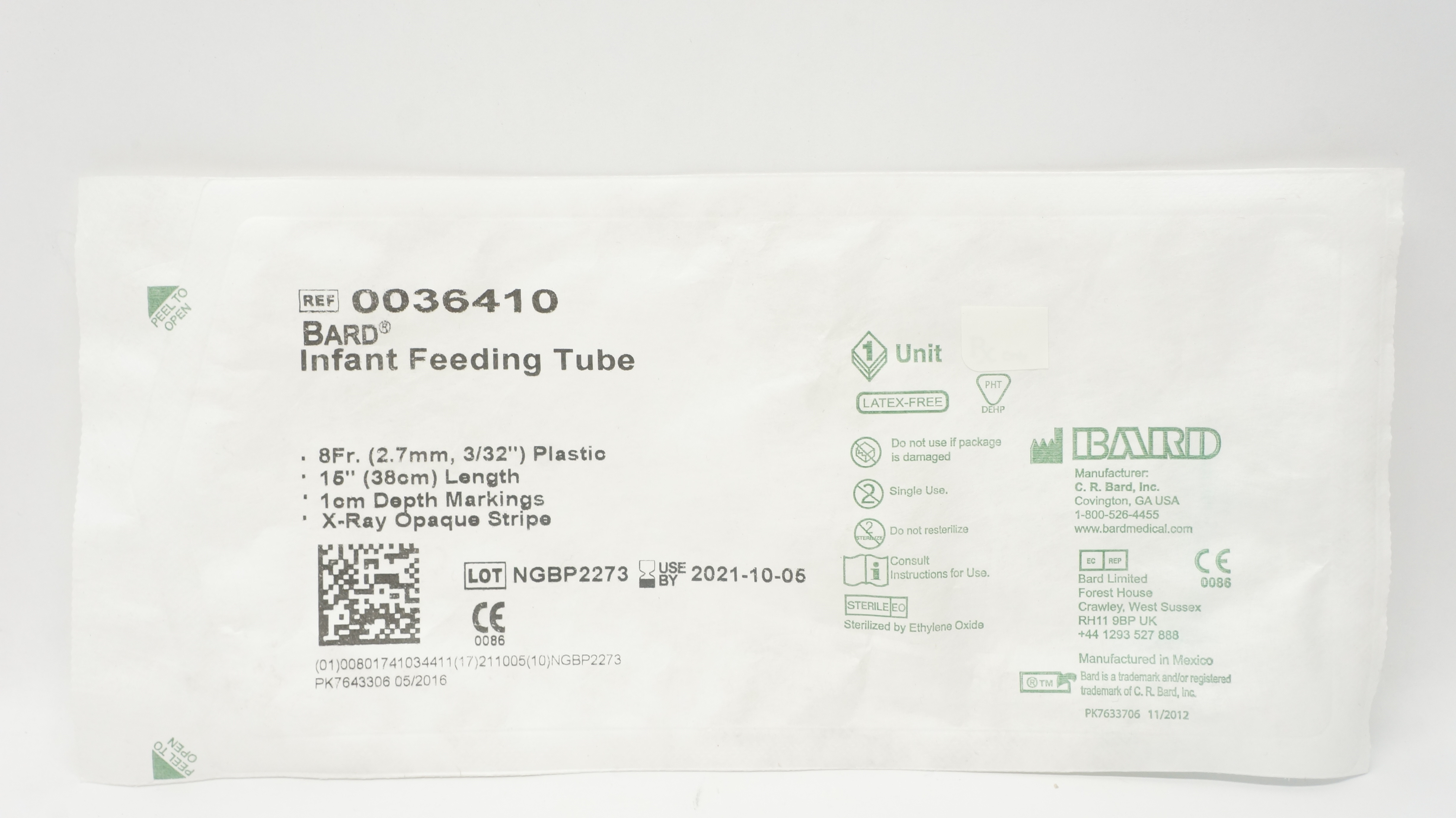 Bard 0036410 Infant Feeding Tube 8Fr x 15inch (x)