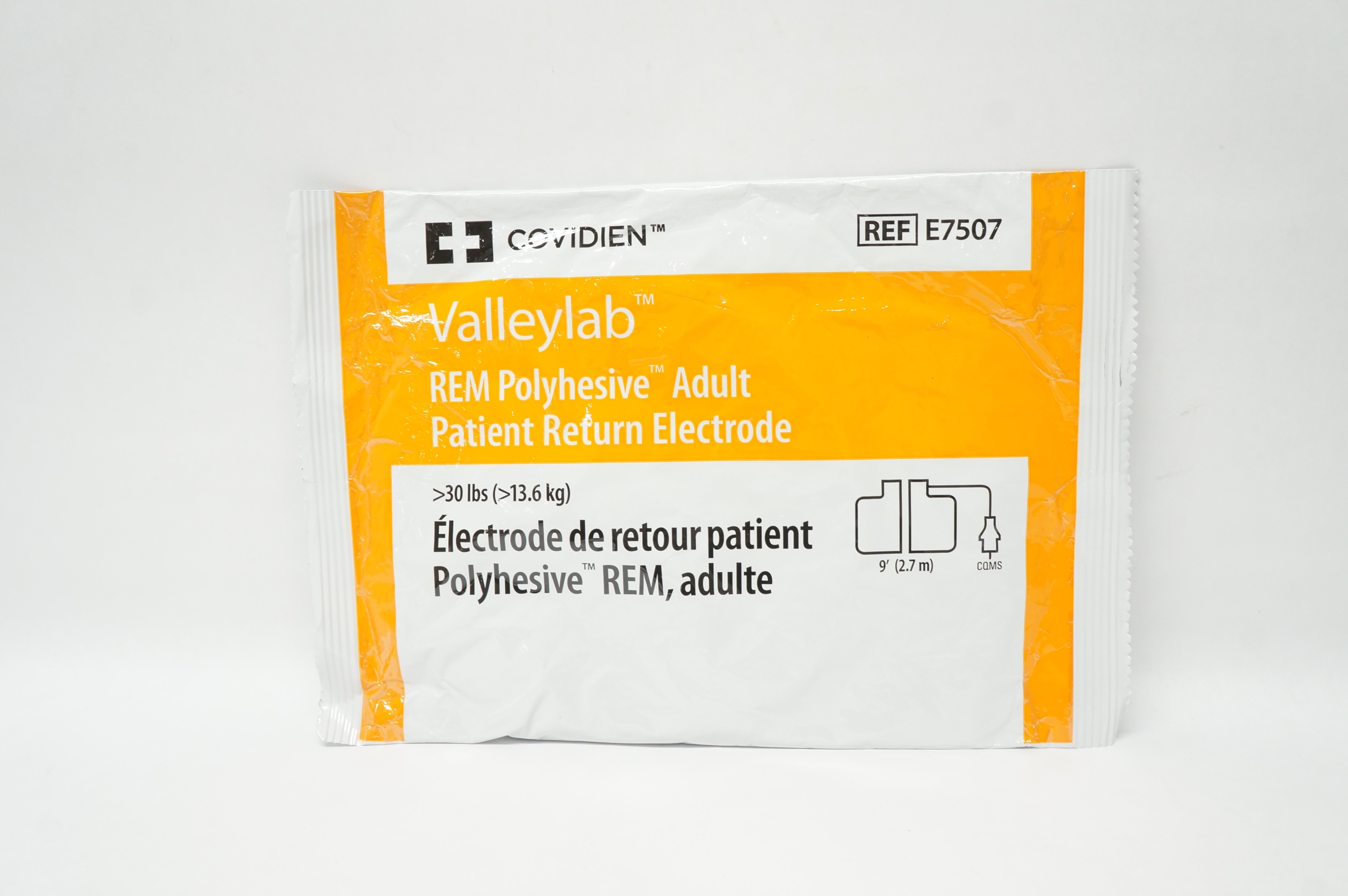 Covidien E7507 ValleyLab REM Polyhesive Adult Patient Return Electrode >30lbs(x)