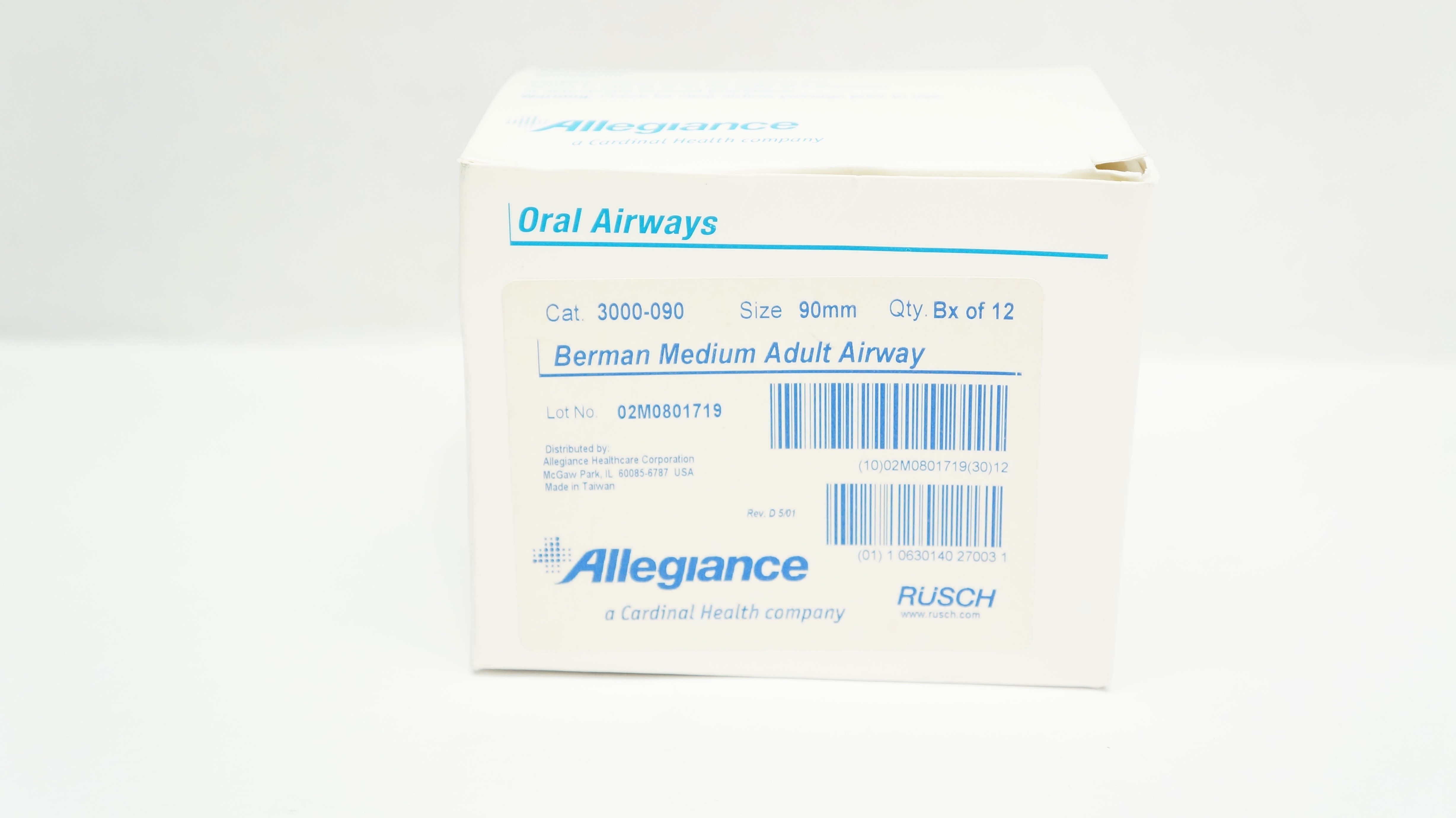 Allegiance 3000-090 Berman Medium Adult Airway 90mm - Box of 3