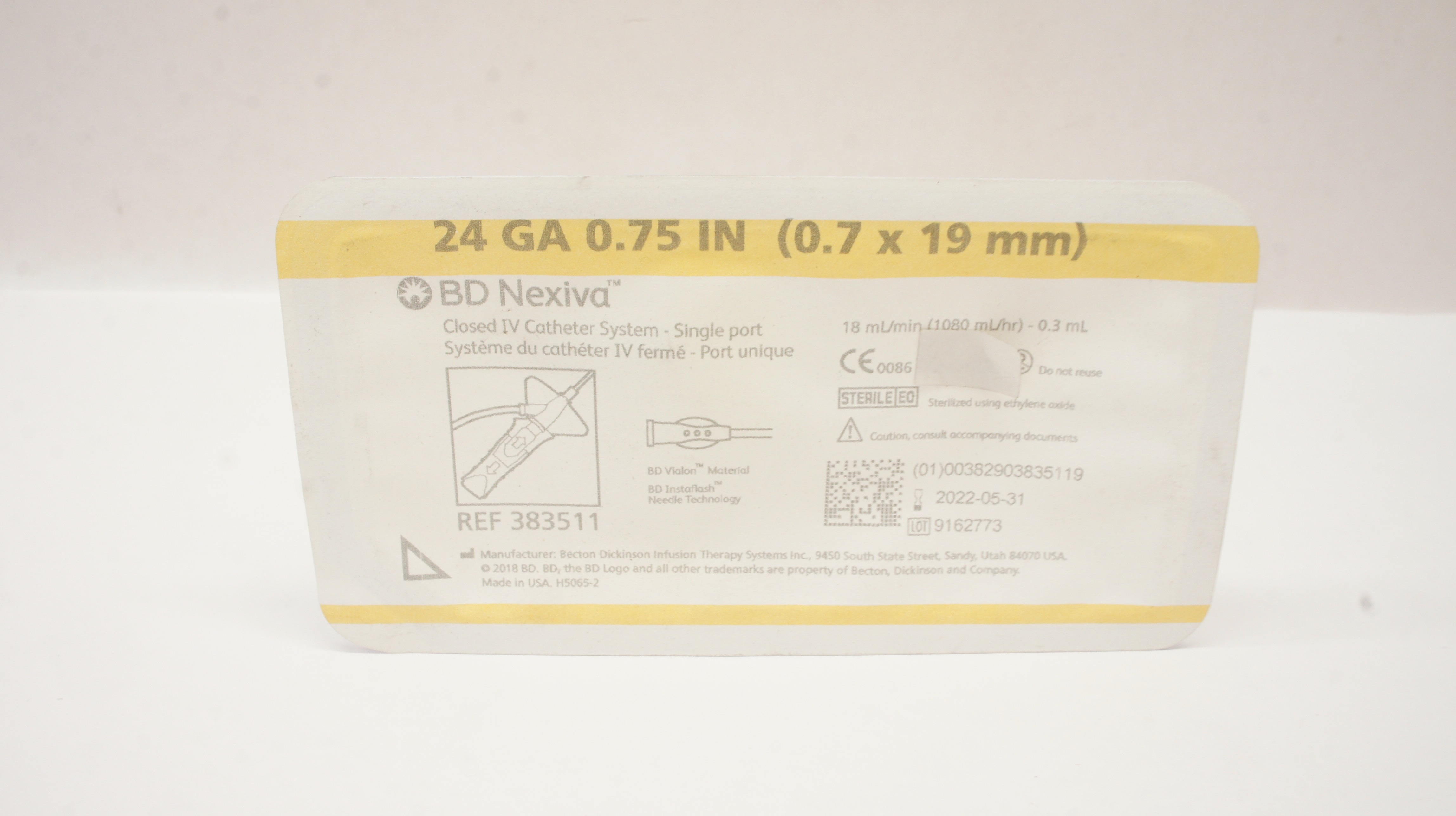 BD 383511 Nexiva Closed IV Cath. System-Single Port 24GA x 0.75inch 0.3mL (x)