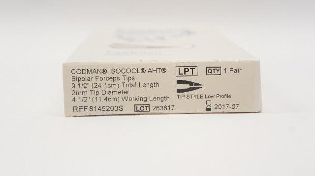 Codman 8145200S Isocool AHT Bipolar Forceps Tips 9 1/2inch Length 2mm Tip (x)