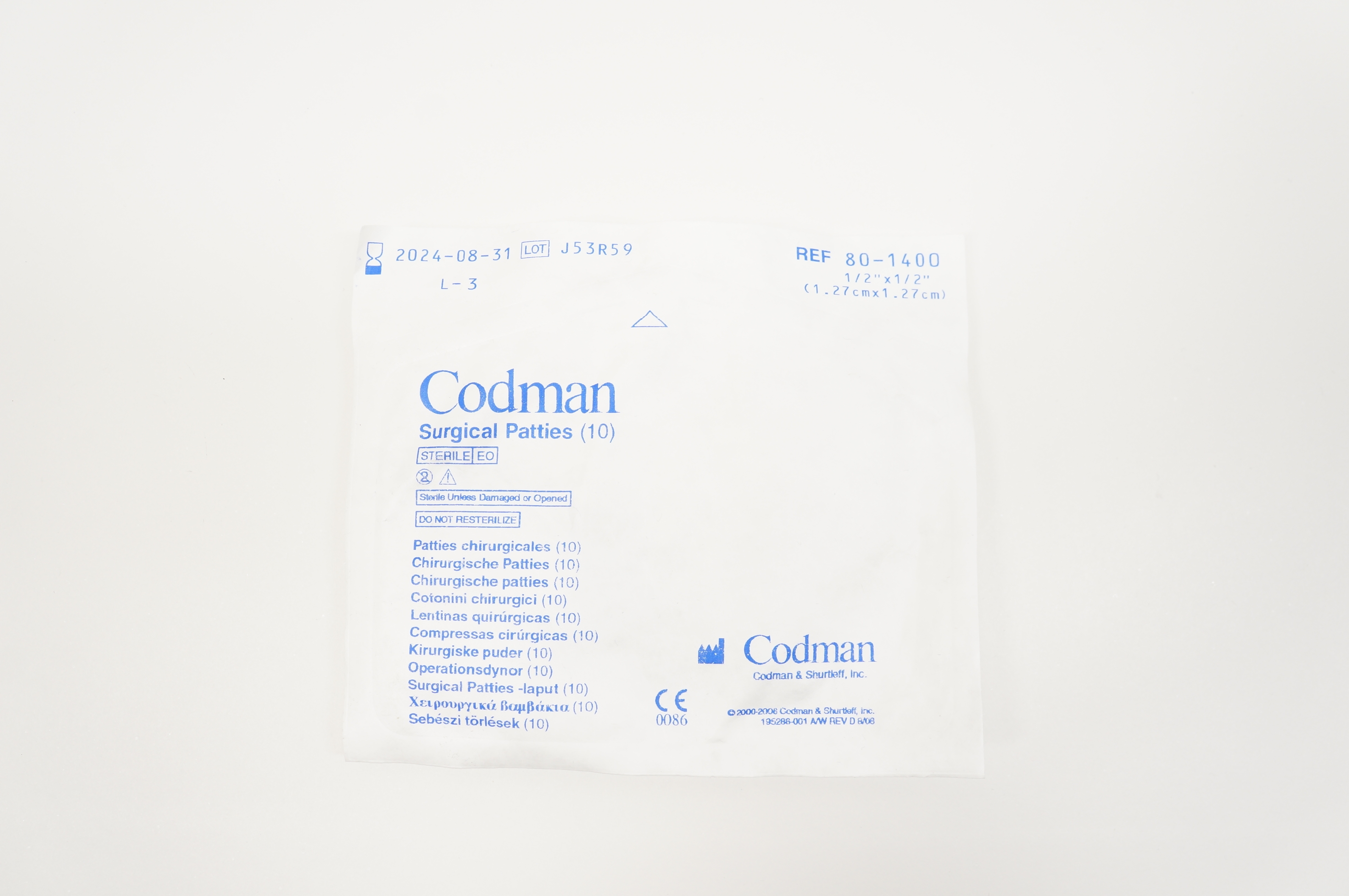 Codman 80-1400 Surgical Patties 1/2inch x 1/2inch