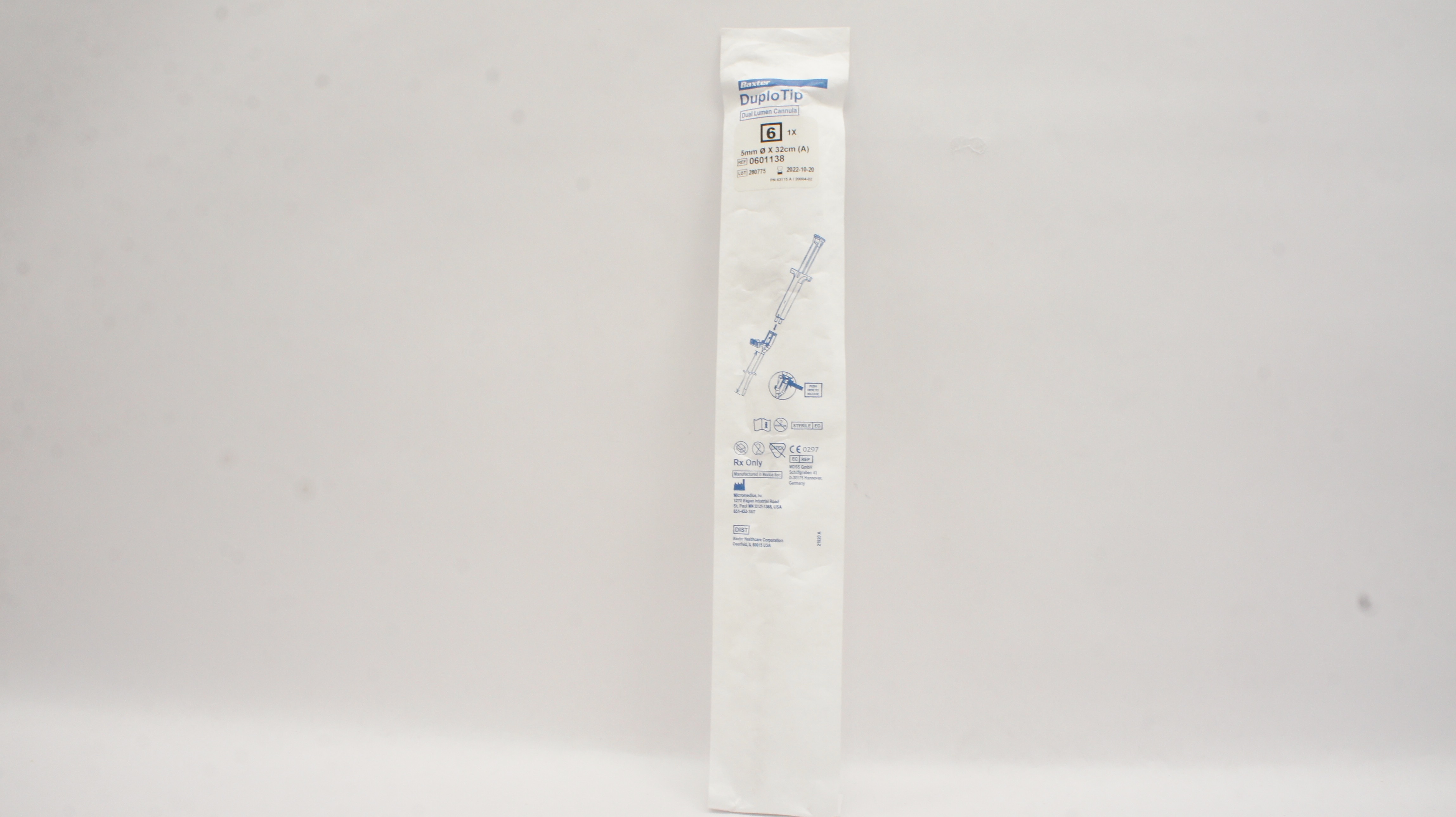 Baxter 0601138 DuploTip Dual Lumen Cannula 6 5mm x 32cm (x)