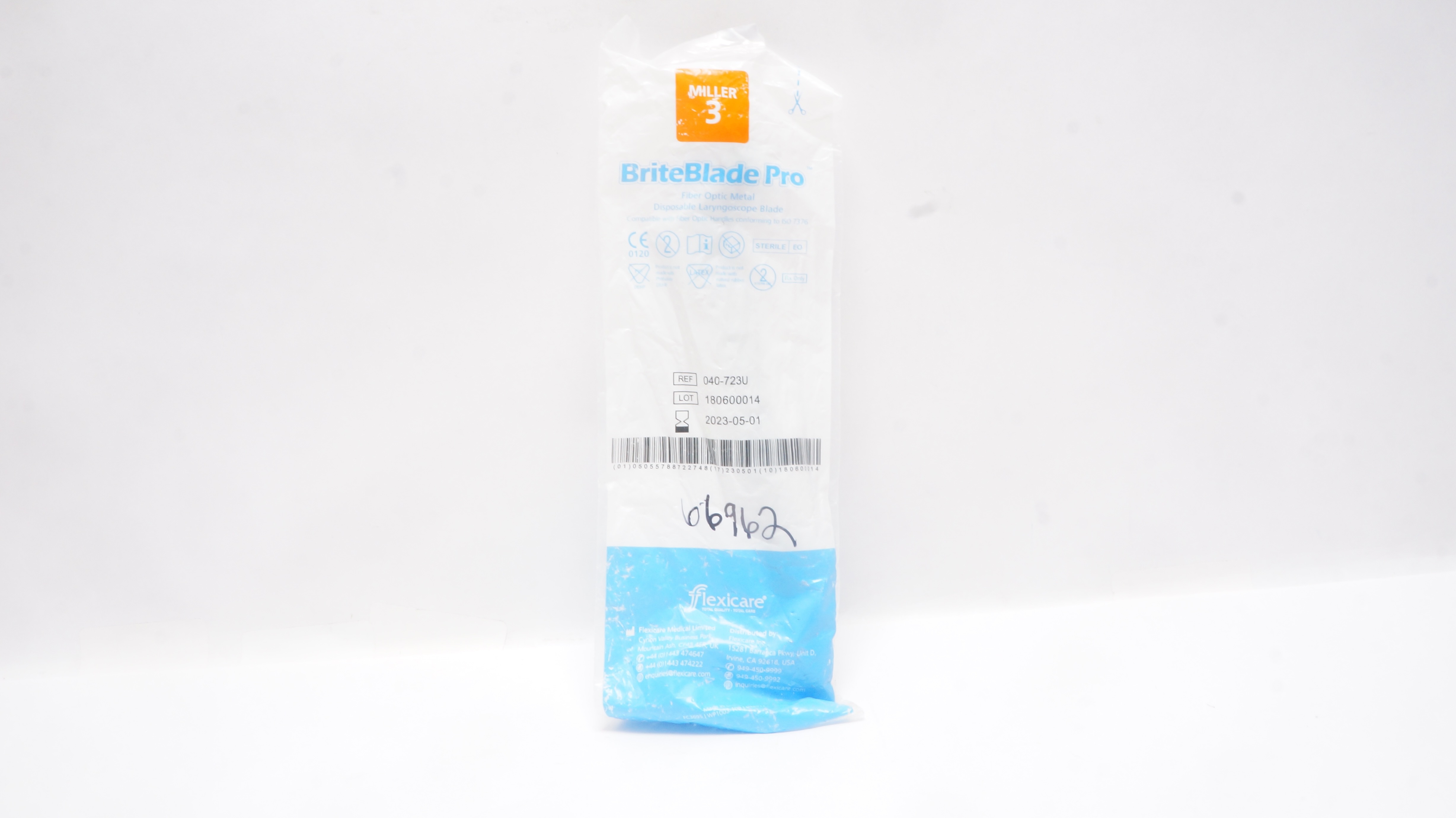 Flexicare 040-723U BriteBlade Pro Laryngoscope Blade, Miller 3 (x)