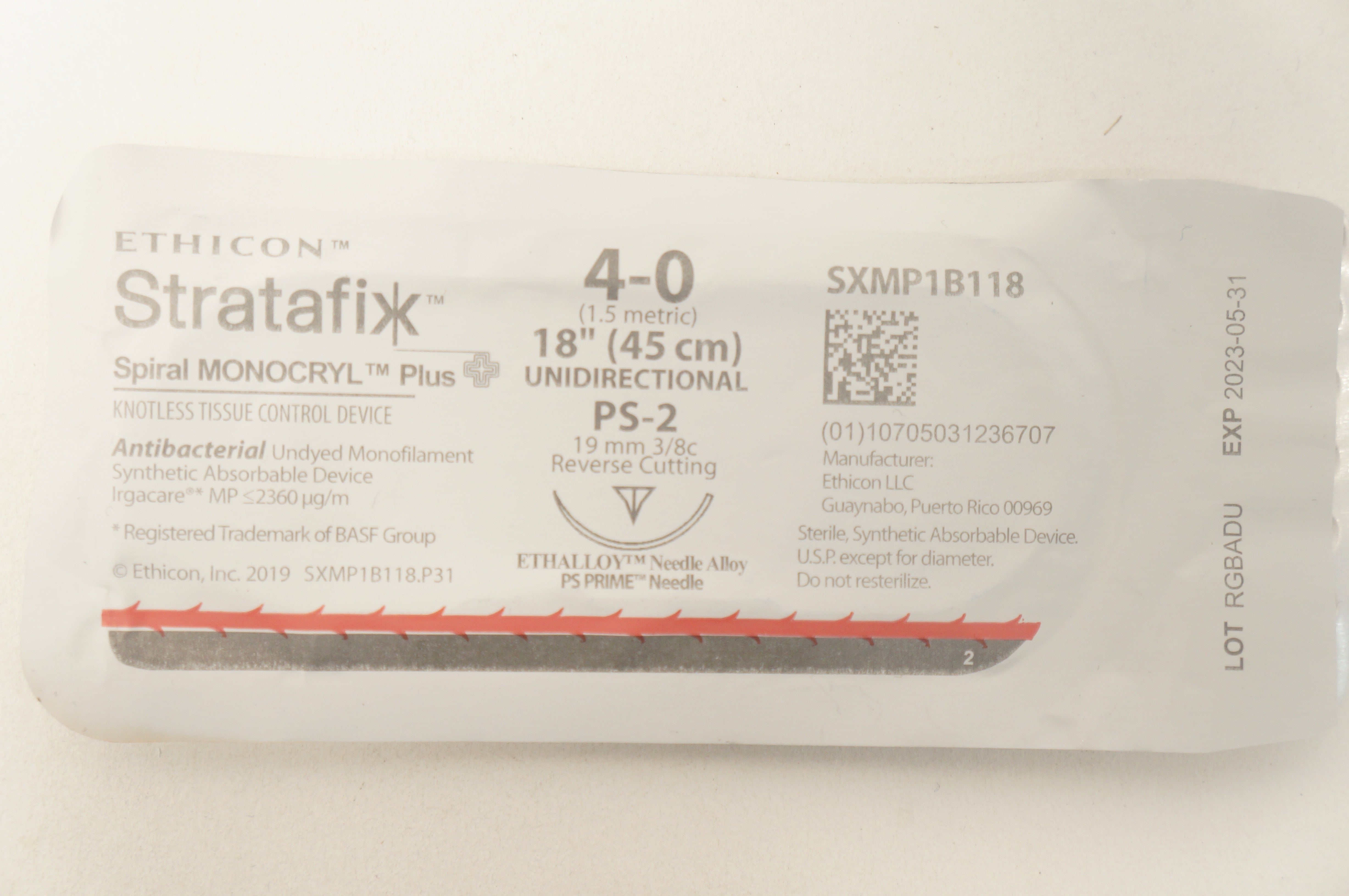 Ethicon SXMP1B118 4-0 Stratafix PS-2 19mm 3/8c Reverse Cutting 18inch
