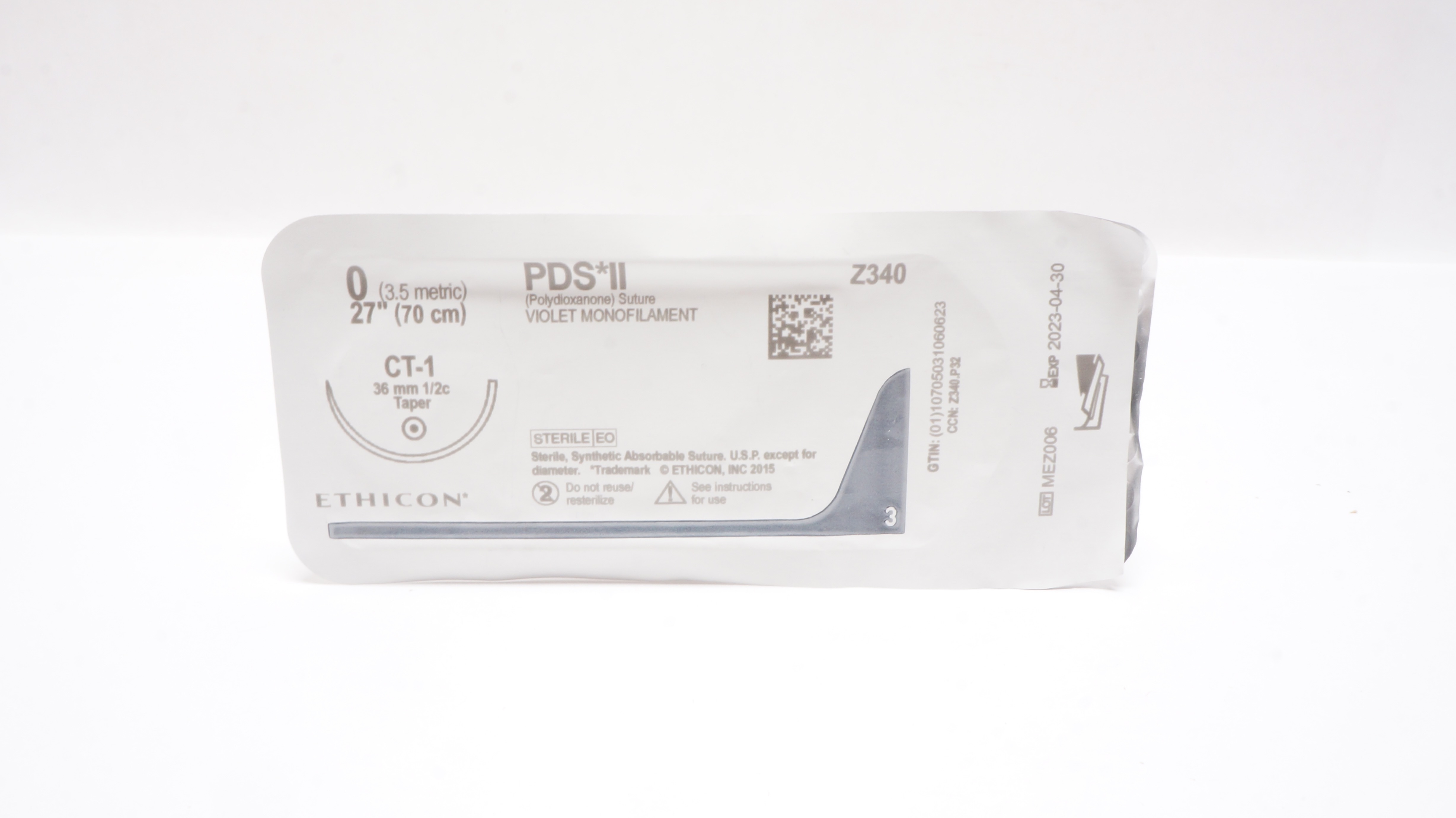 Ethicon Z340 0 PDS II, CT-1, 36mm 1/2c Taper, 27inch (x)