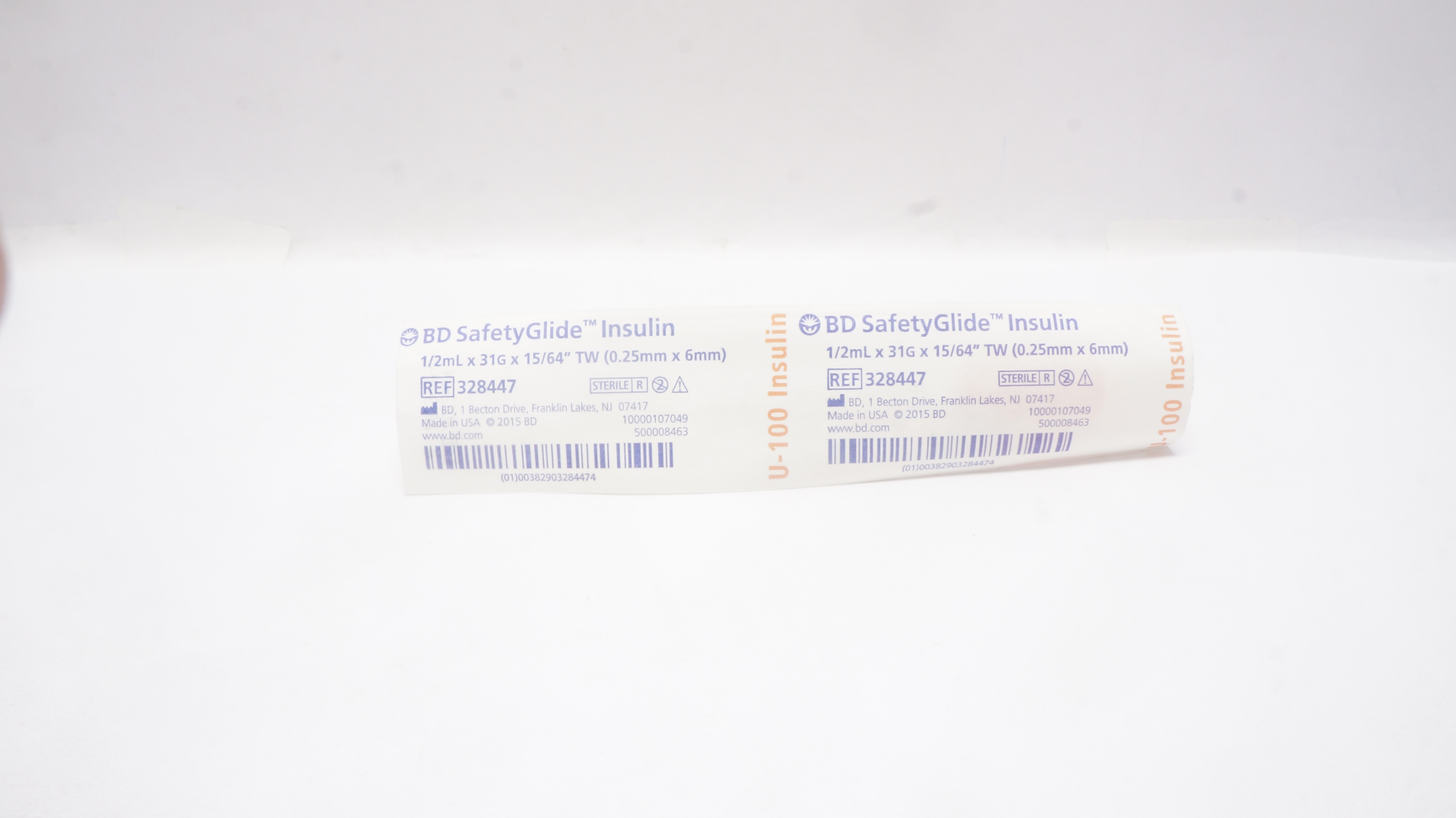 BD 328447 SafetyGlide Insulin Syringe 1/2mL, 31G x 15/64inch TW (x)