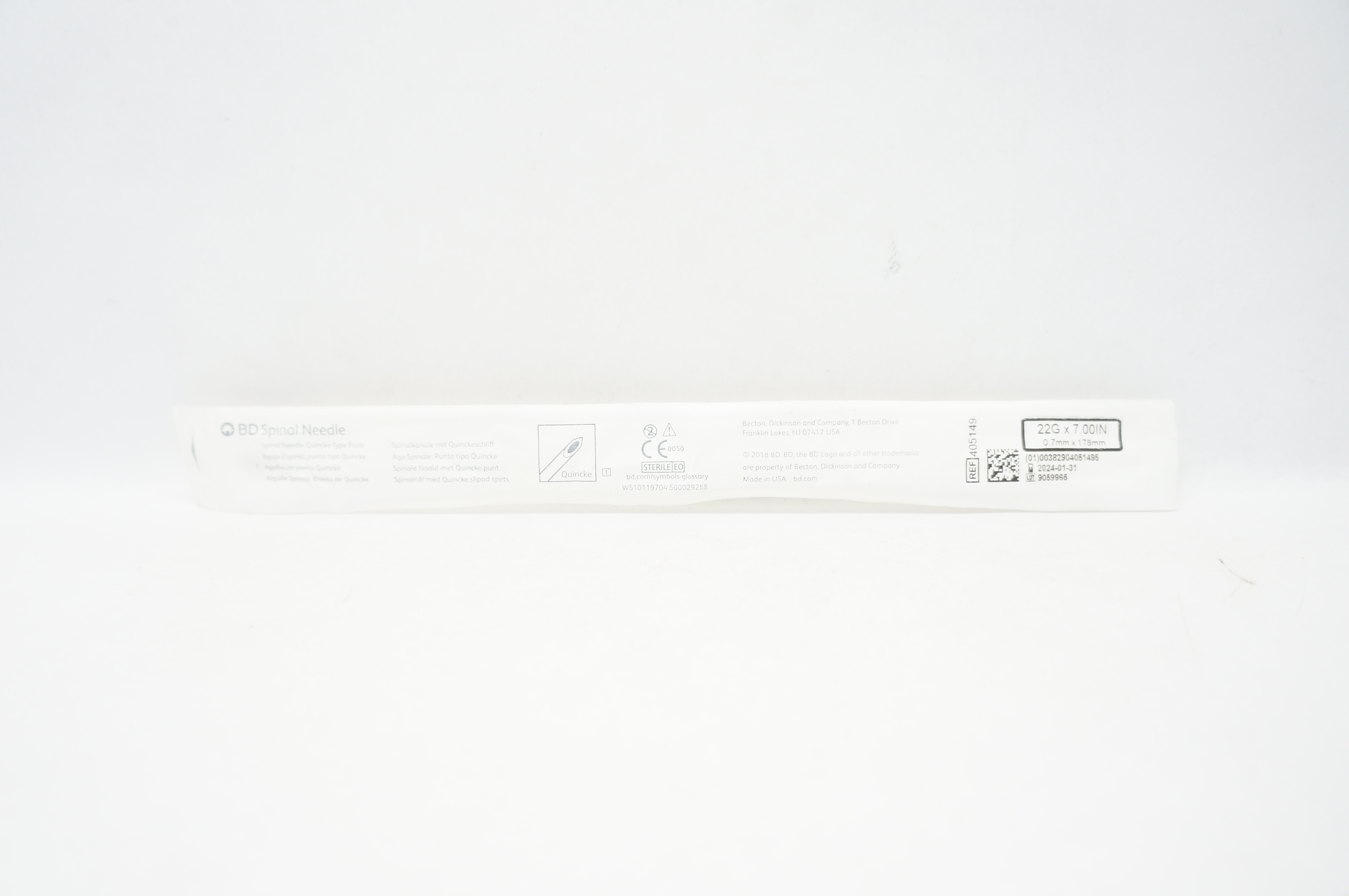 BD 405149 Spinal Ndle,Quincke 22 G x 7.00 inch