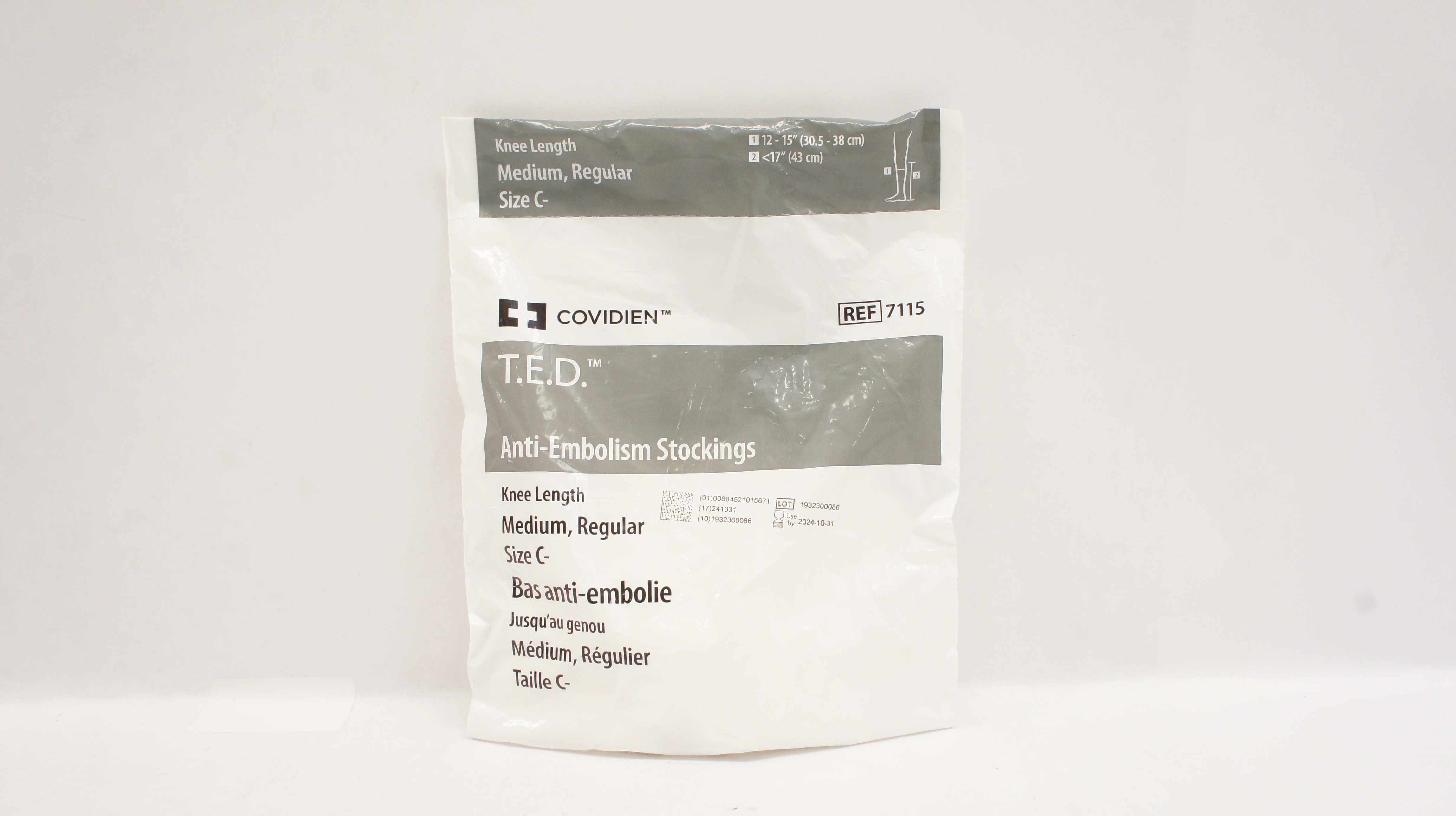 Covidien 7115 T.E.D. Anti-Embolism Stockings Knee Length 12-15 inch <17 inch