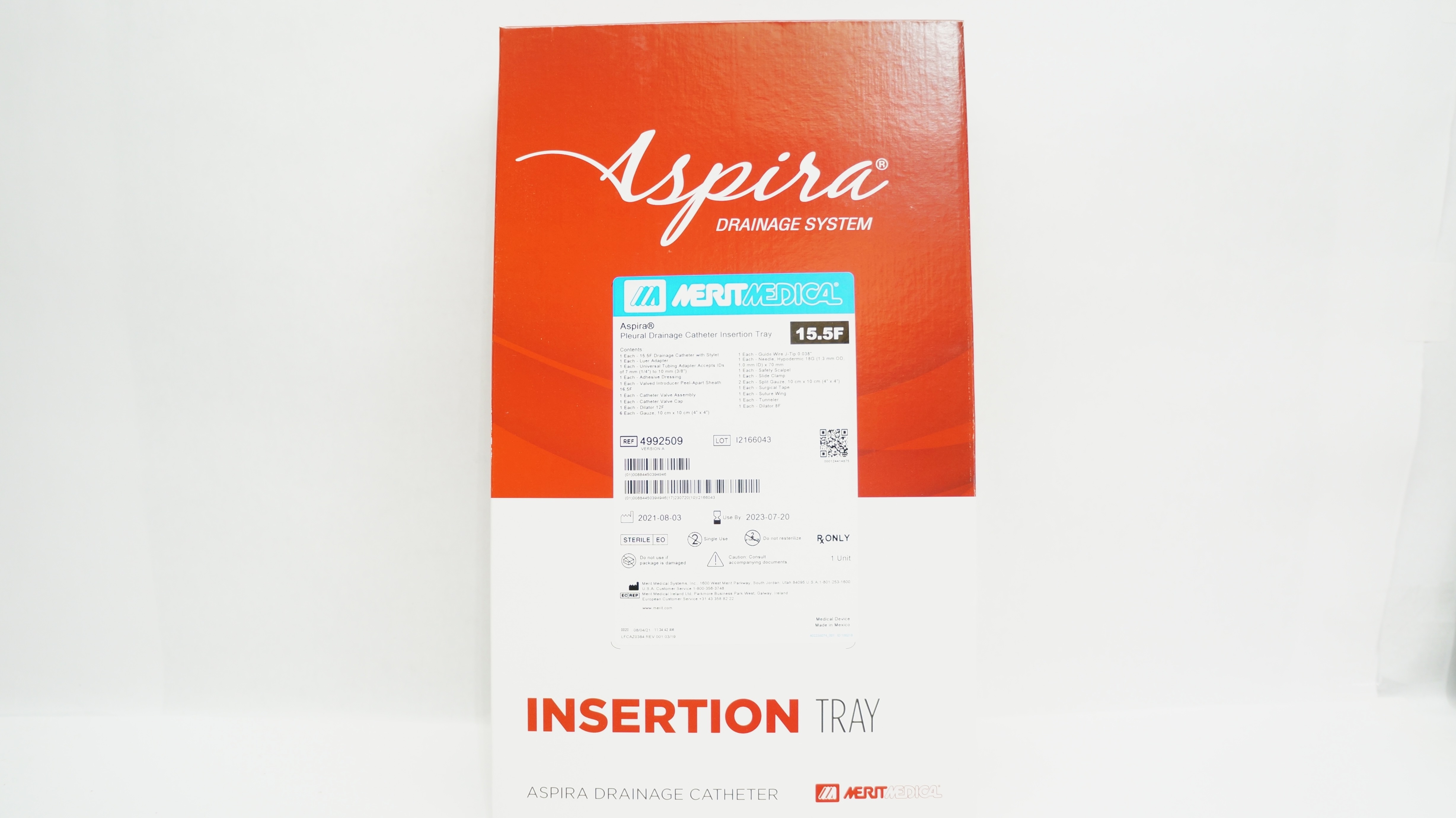 Merit Medical 4992509 Aspira Pleural Drainage Cath. Insertion Tray 15.5 F (x)