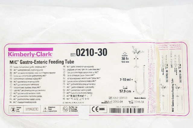 Kimberly-Clark 0210-30 MIC Gastro-Enteric Feeding Tube 30Fr x 57.9cm (x)