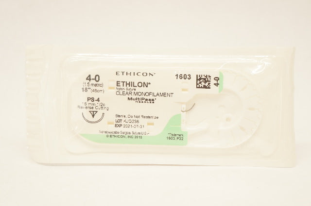 Ethicon 1603 4-0 Ethilon, PS-4 16mm 1/2c Reverse Cutting, 18inch (x)