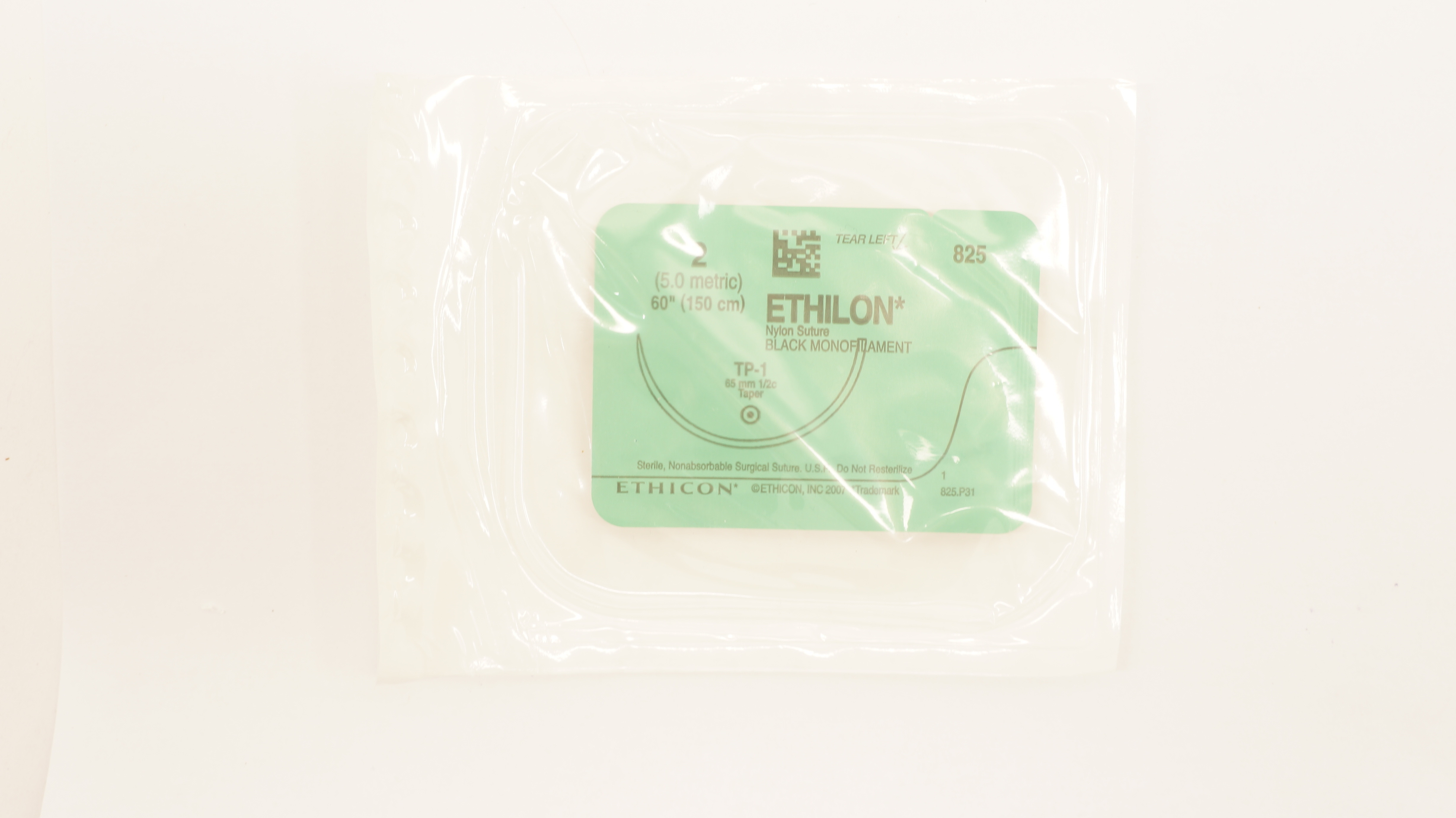 Ethicon 825 2 Ethilon Nylon Stre Black Monofilament TP-1 65mm 1/2c Taper 60 inch