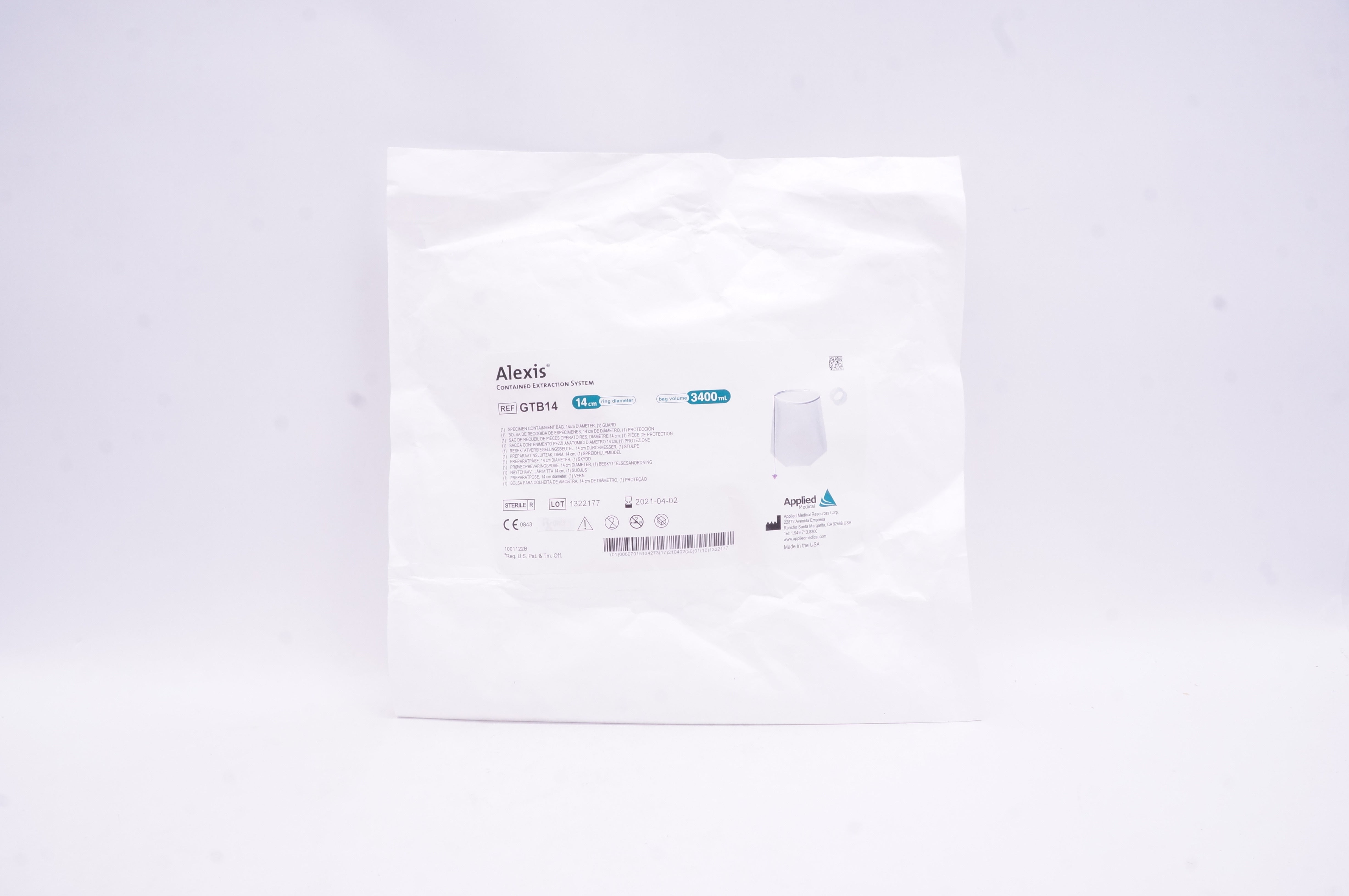 Applied Medical GTB14 Alexis Contained Extraction System 14cm x 3400mL (x)