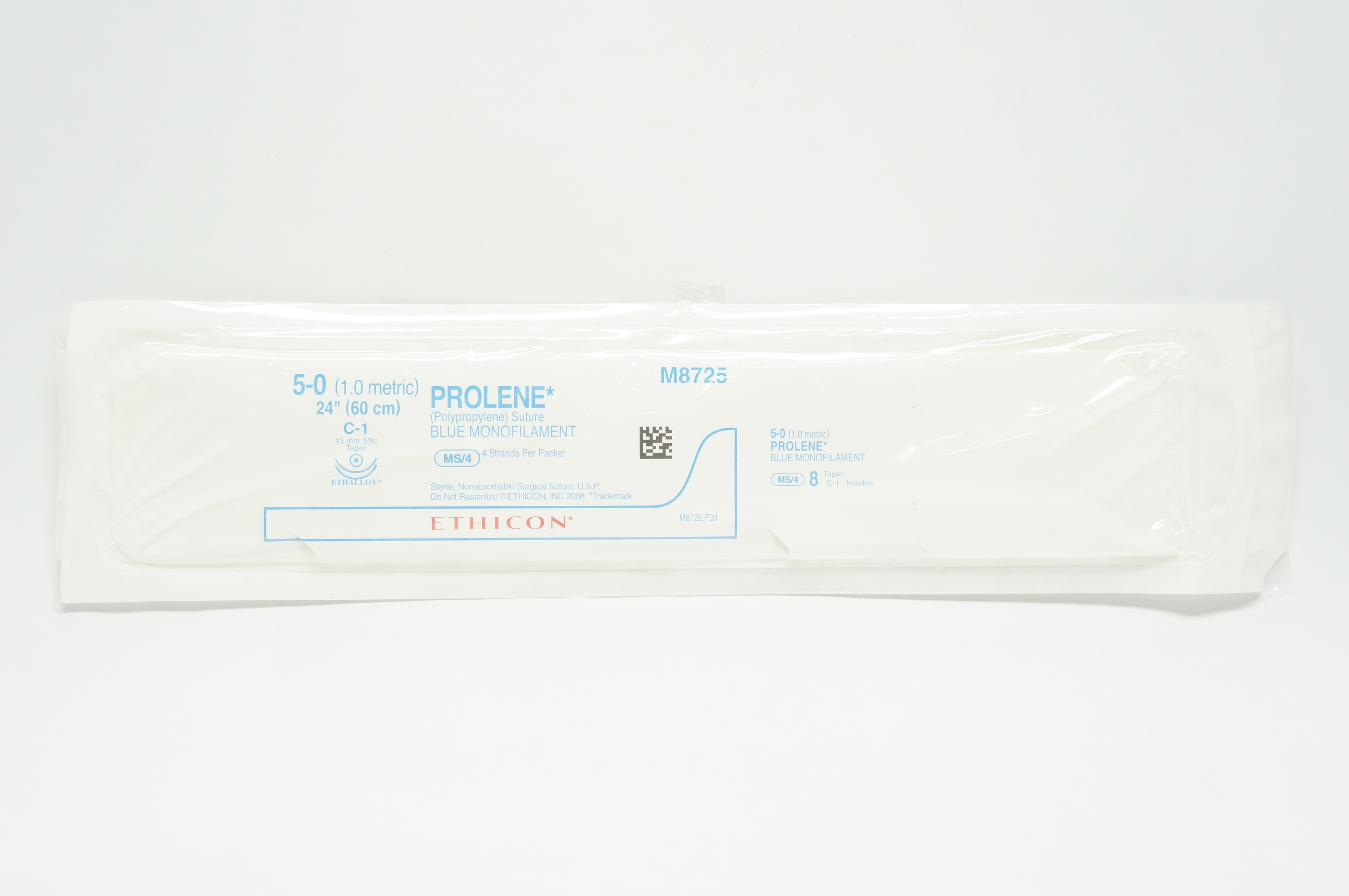Ethicon M8725 5-0 PROLENE, C-1, 13mm 3/8c Taper, MS/4, 24 inch