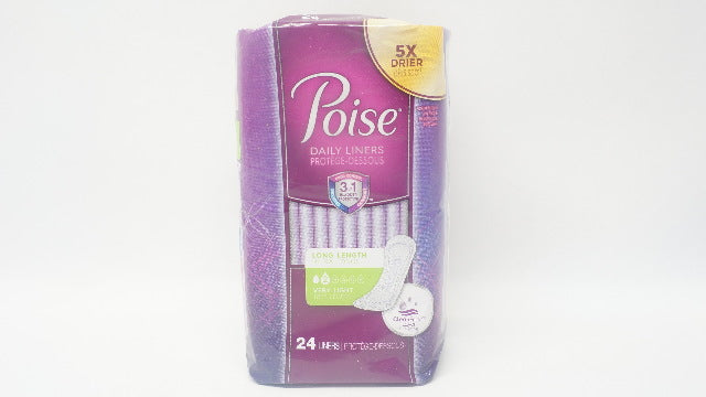 Kimberly-Clark 500000047360 Poise Daily Liners 3in1 Long Length - Pack of 24