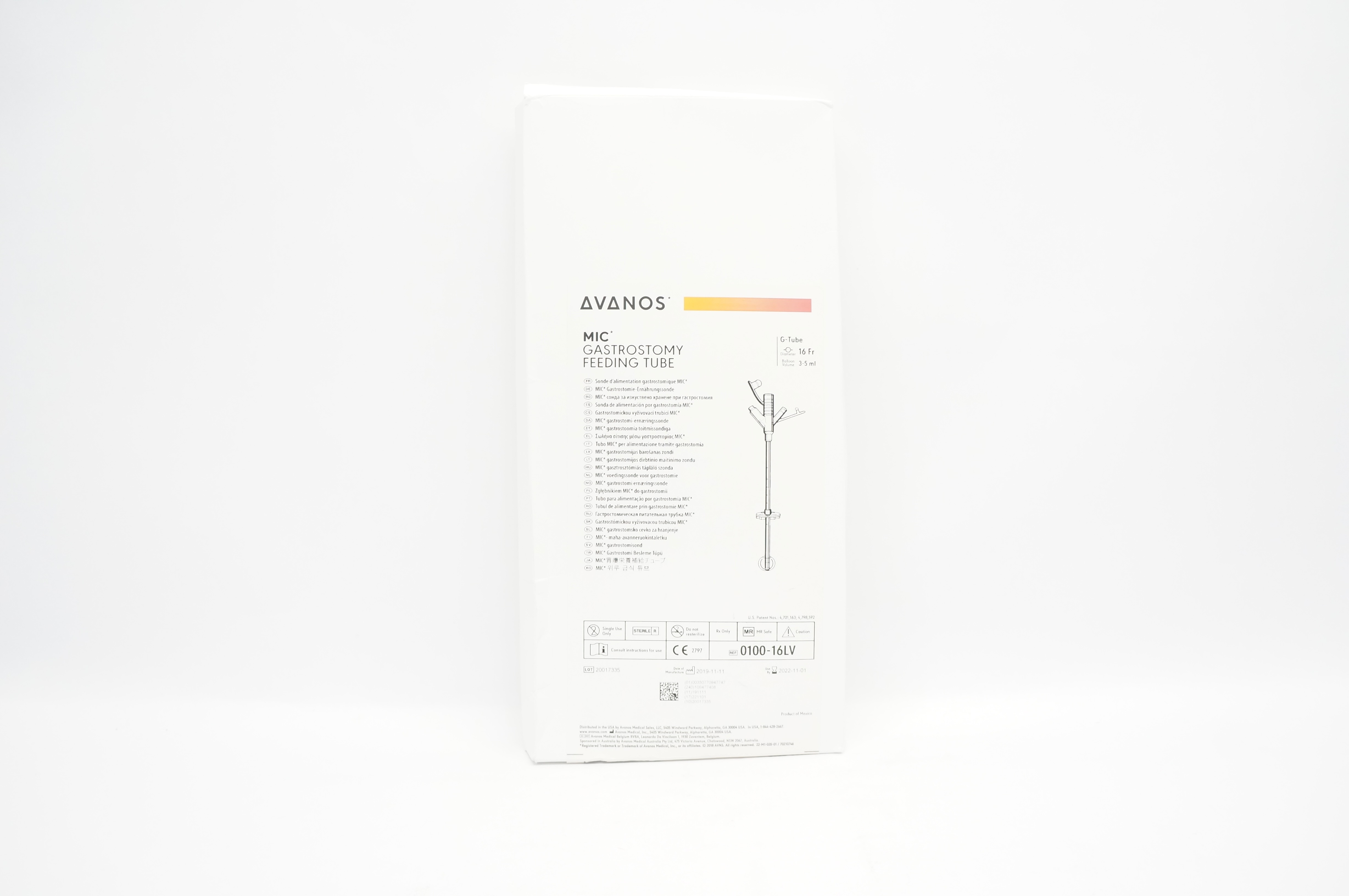 Halyard 0100-16LV Mic Gastrostomy Feeding Tube 16Fr x 3-5ml (x)