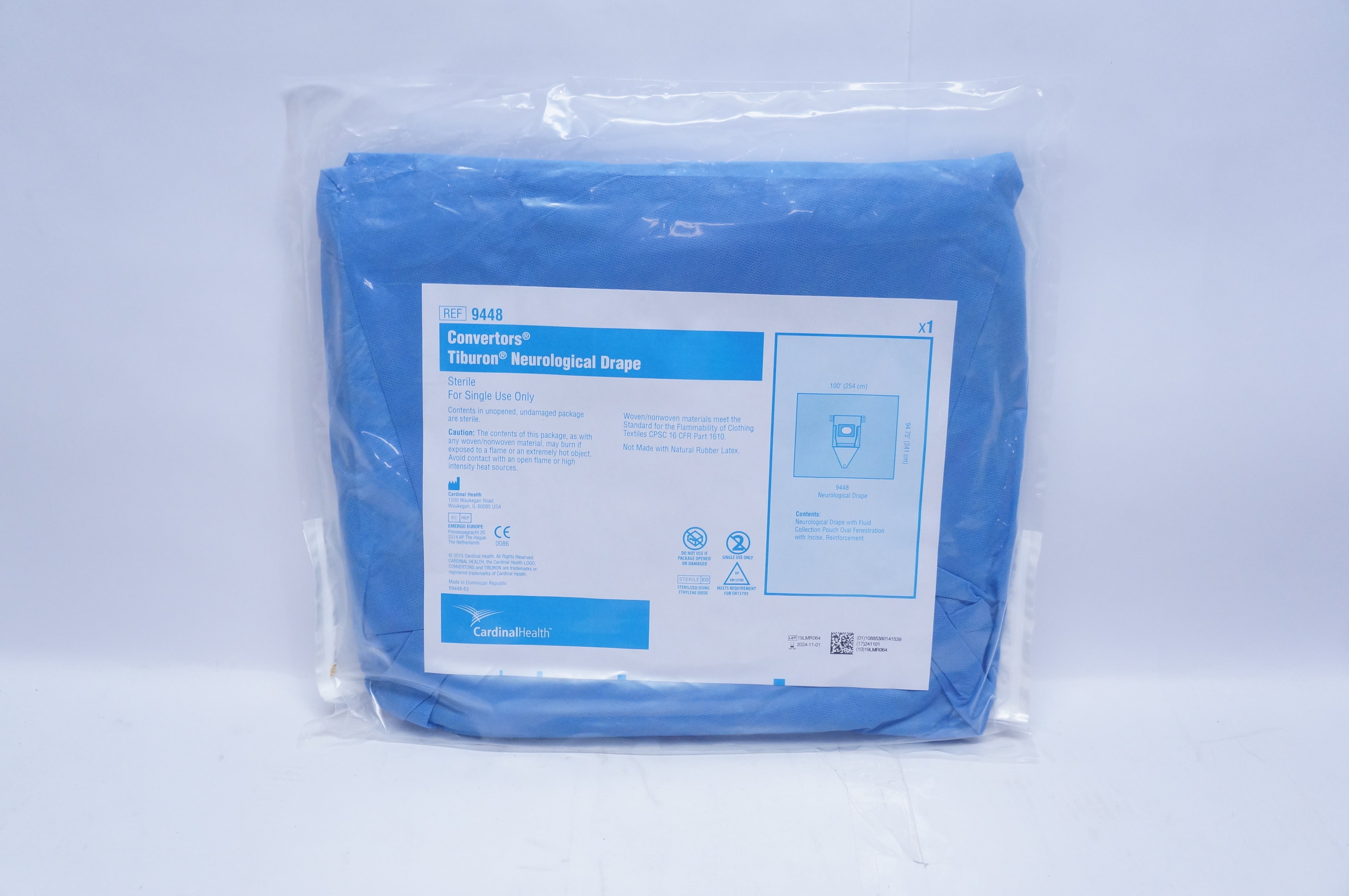 Cardinal Health 9448 Convertors Tiburon Neurological Drape 94.75inch x 100inch
