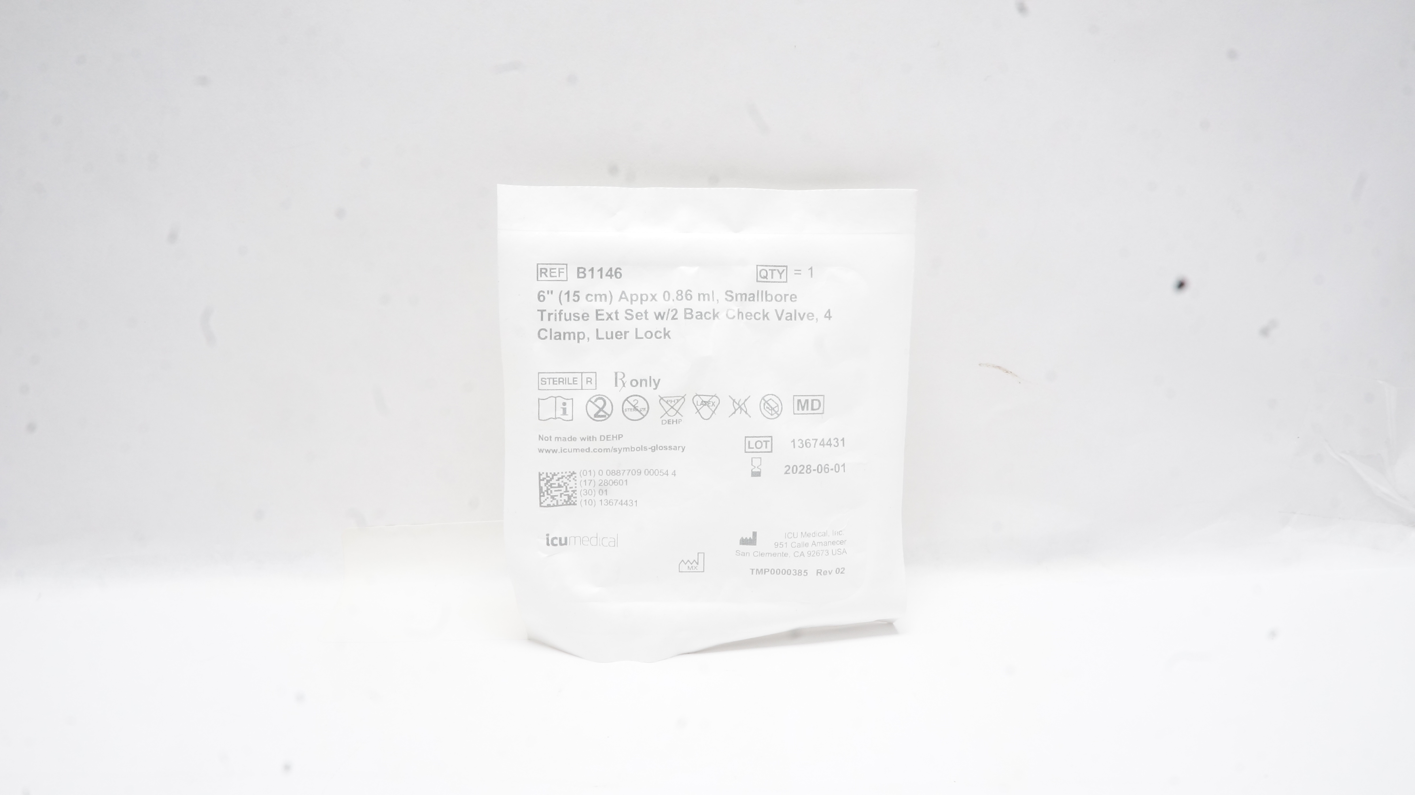 ICU Medical B1146 Smallbore Trifuse Extension Set 6inch x 0.86ml