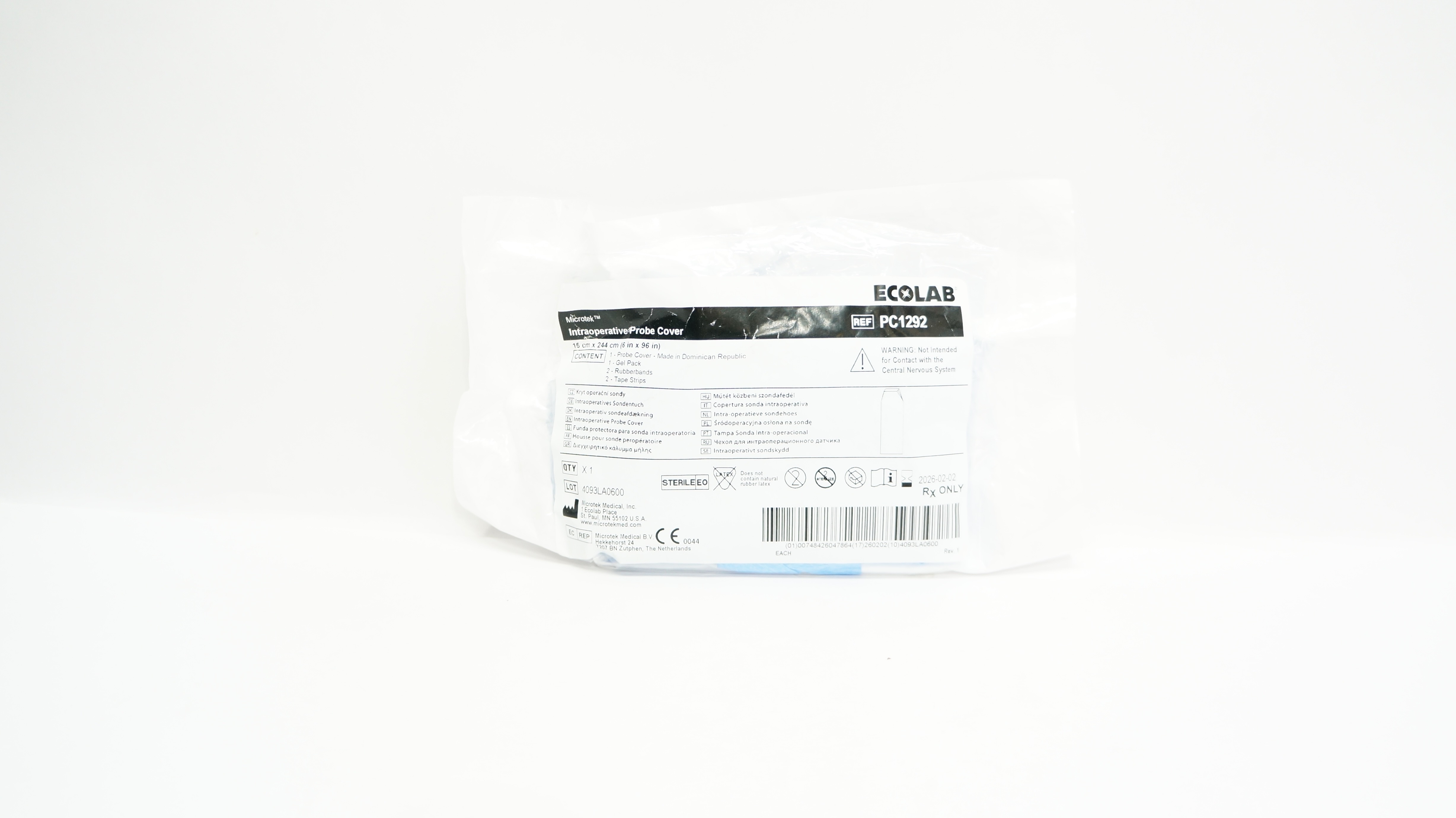 Microtek PC1292 Ecolab Intraoperative Probe Cover 6inch x 96inch