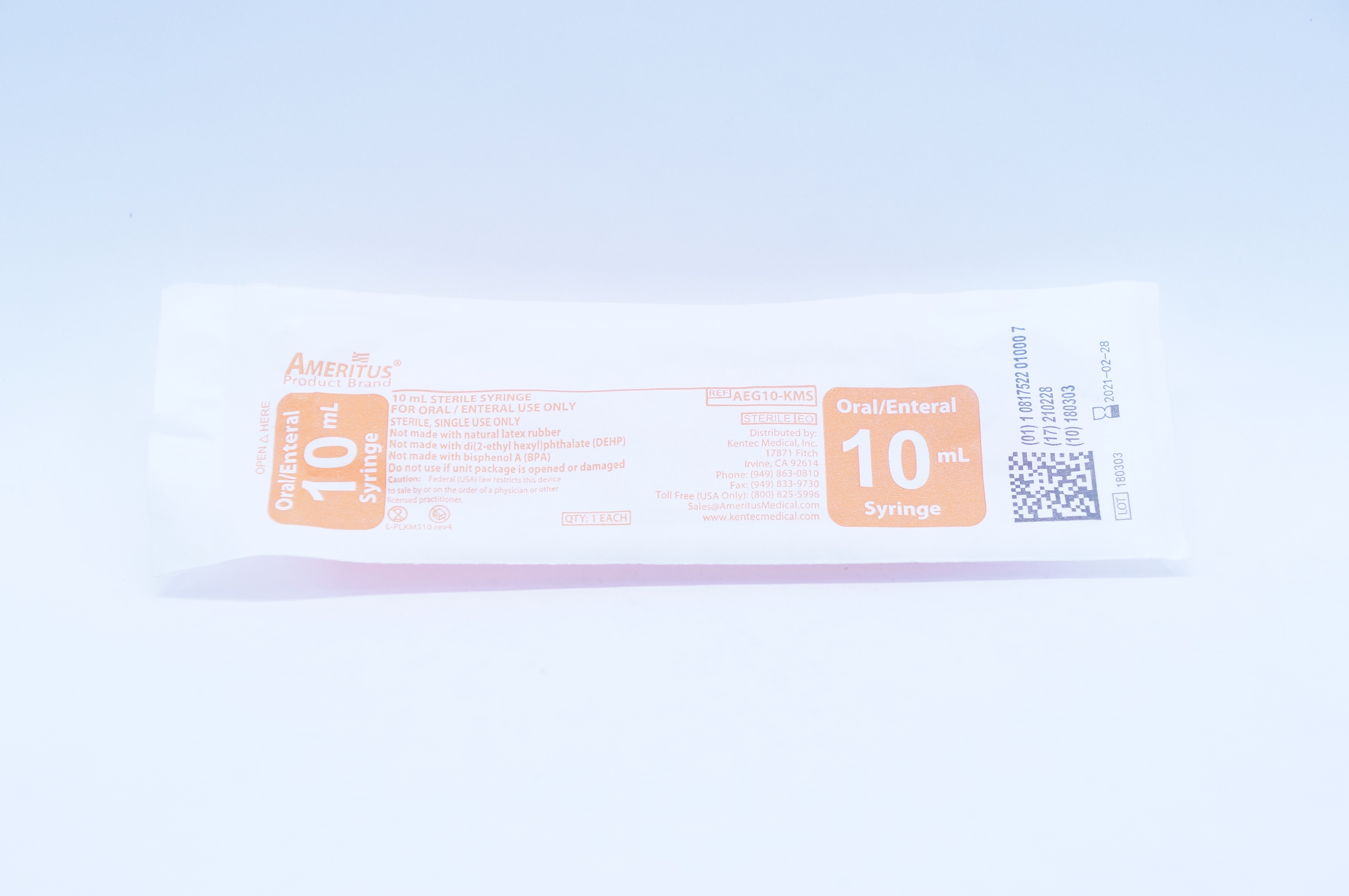 Ameritus AEG10-KMS Oral / Enteral Syringe 10ml