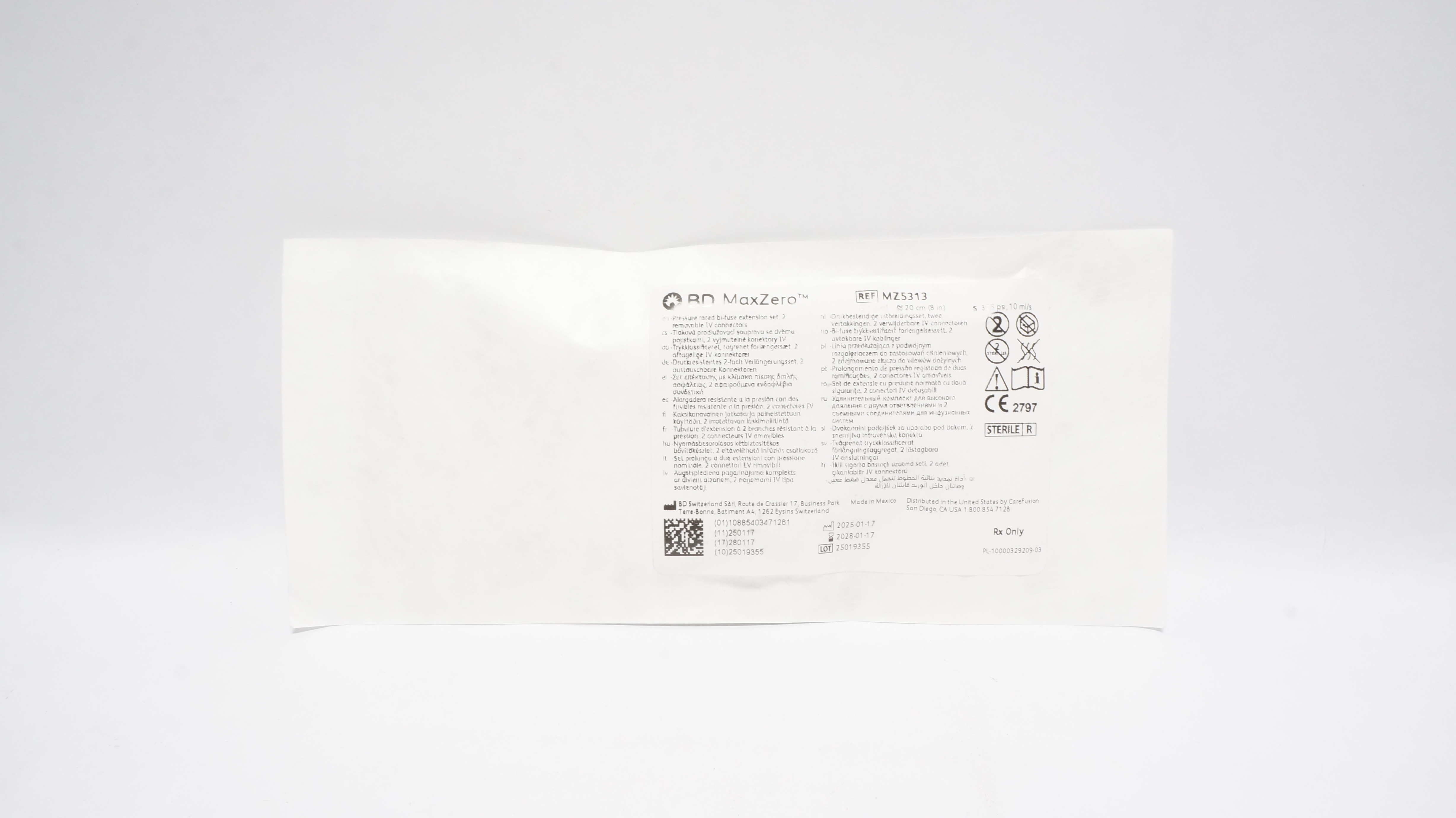 BD MZ5313 MaxZero Pressure Rated Extension Set