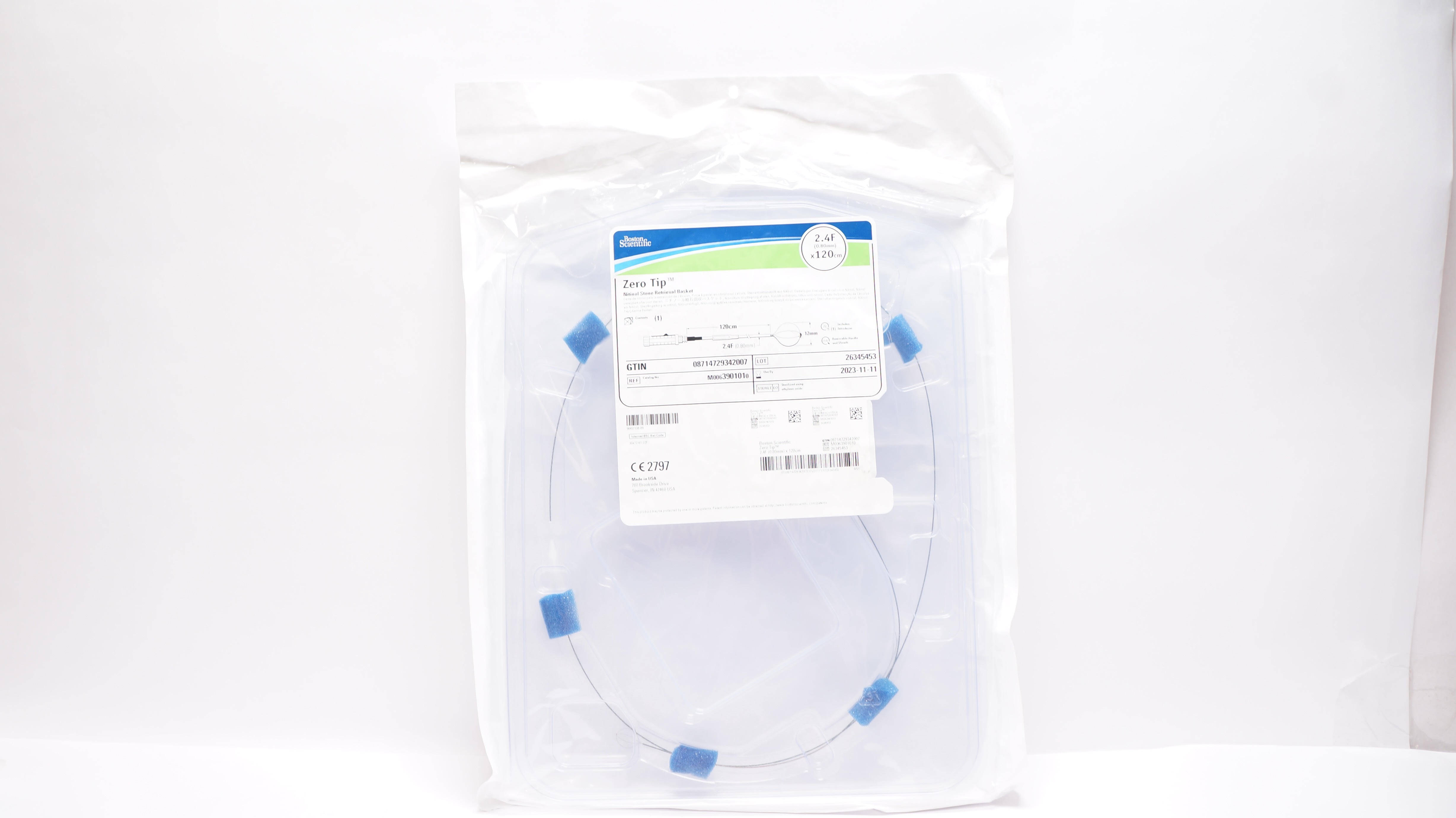 Boston Scientific 390101 Zero Tip Nitinol Retrieval Basket, 2.4F x 120cm