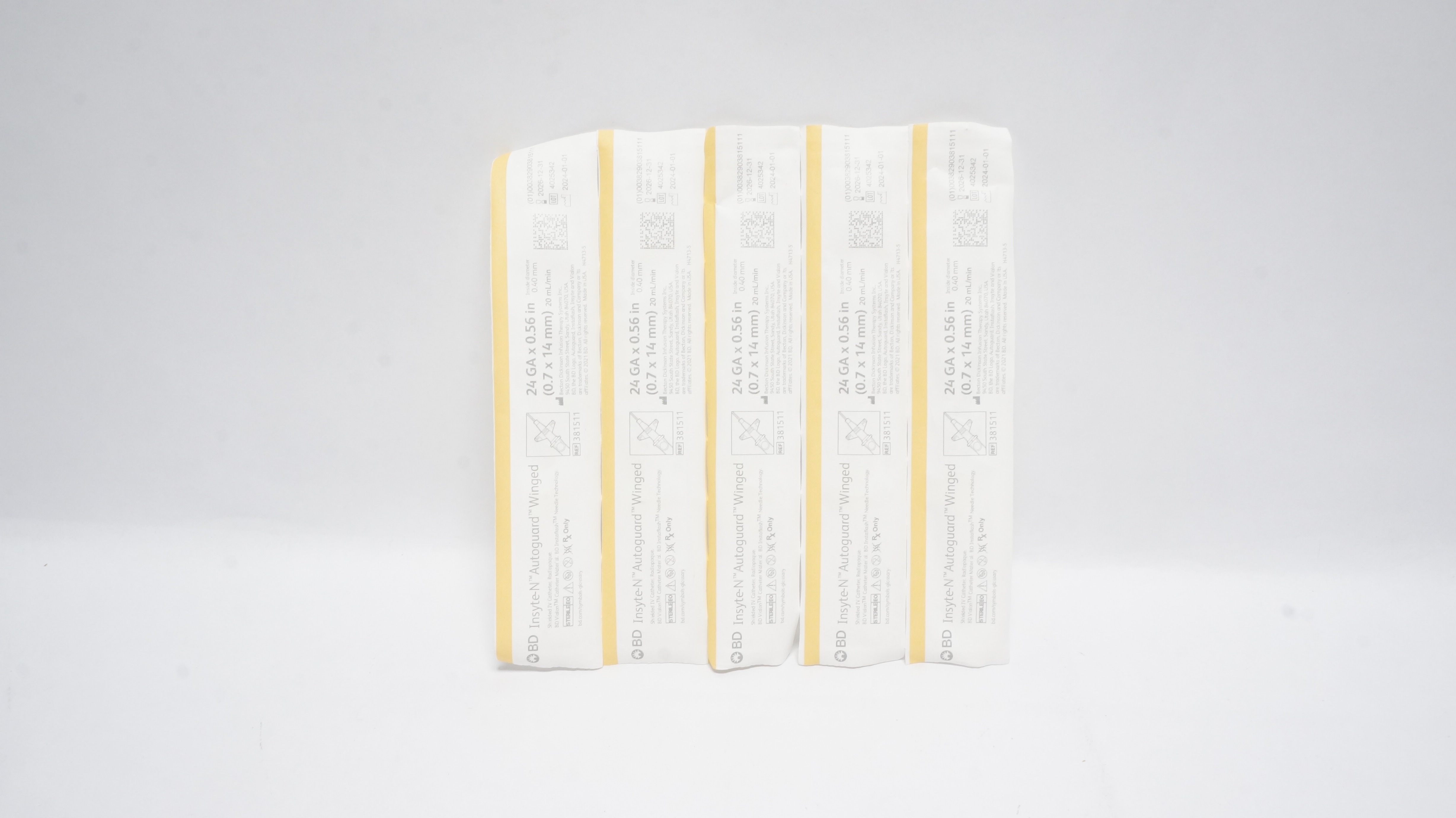 BD 381511 BD Insyte-N Autoguard Shielded I.V. Cath. 24Ga x 0.56in - Lot of 5