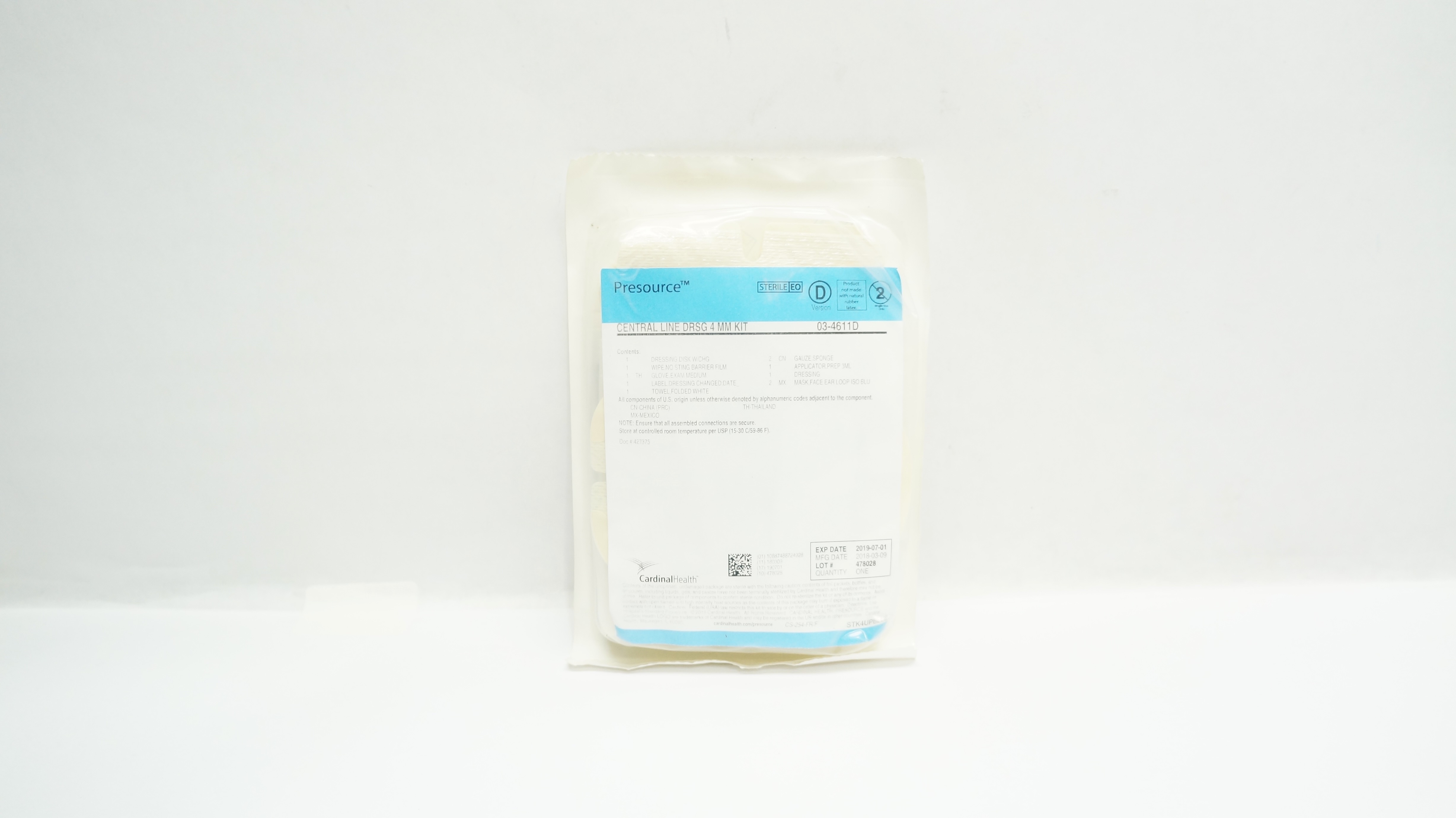 Cardinal Health 03-4611D Presource Central Line DRSG 4mm Kit (x)