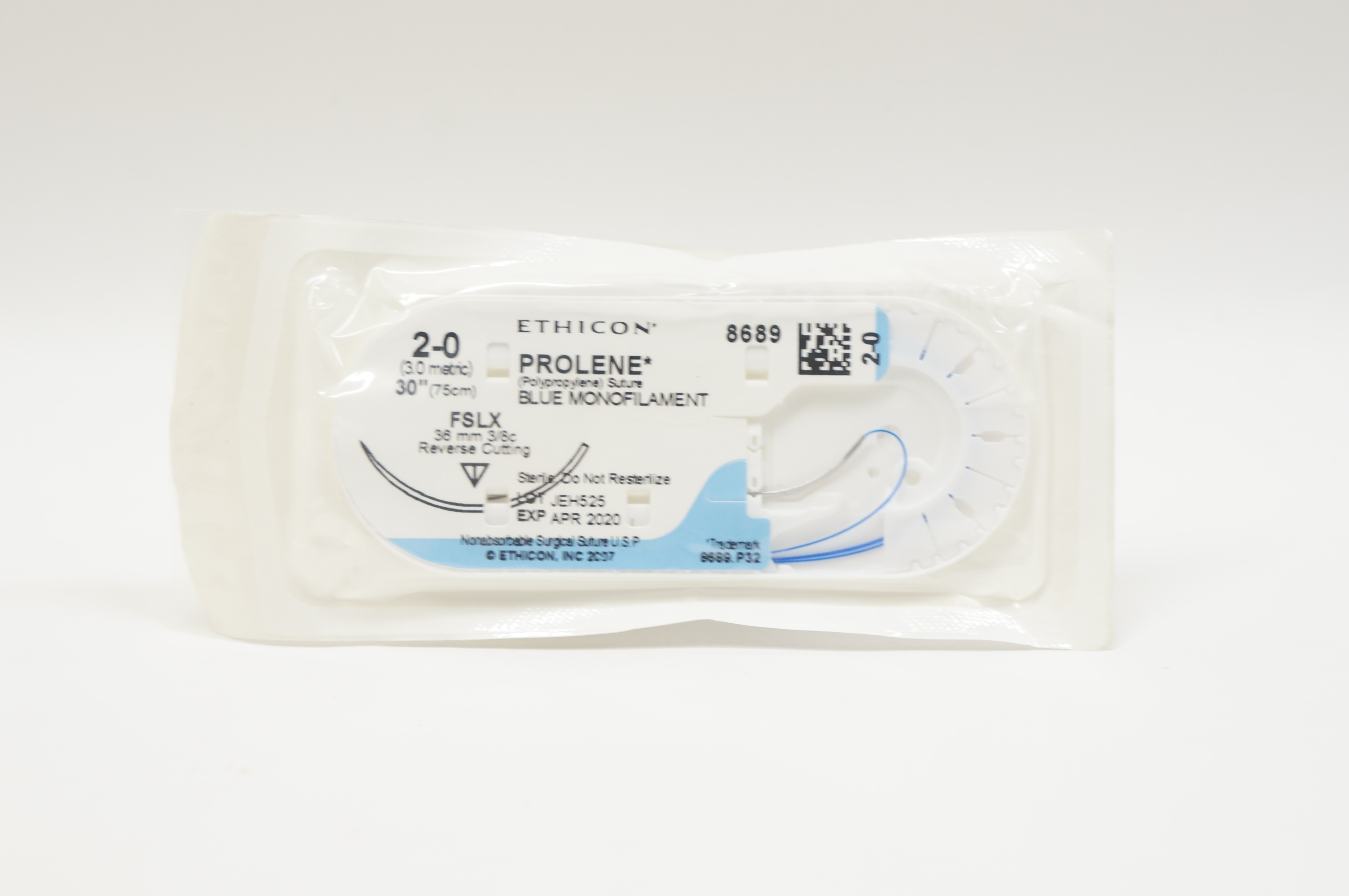 Ethicon 8689 2-0 PROLENE, FSLX, 36mm 3/8c Reverse Cutting, 30inch (x)