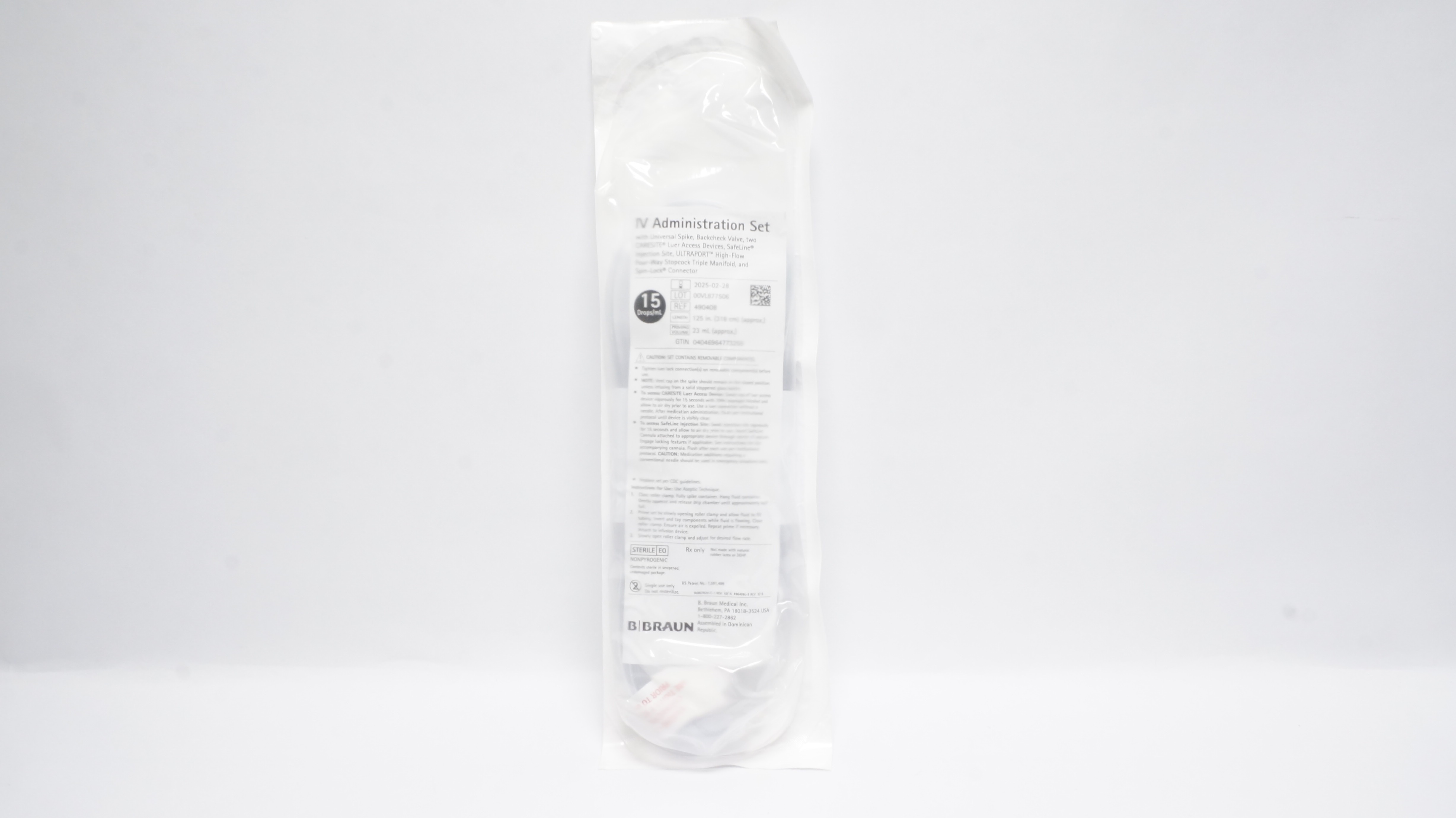 Braun 490408 IV Administration Set 15drop/mL 125In x 23ml (x)