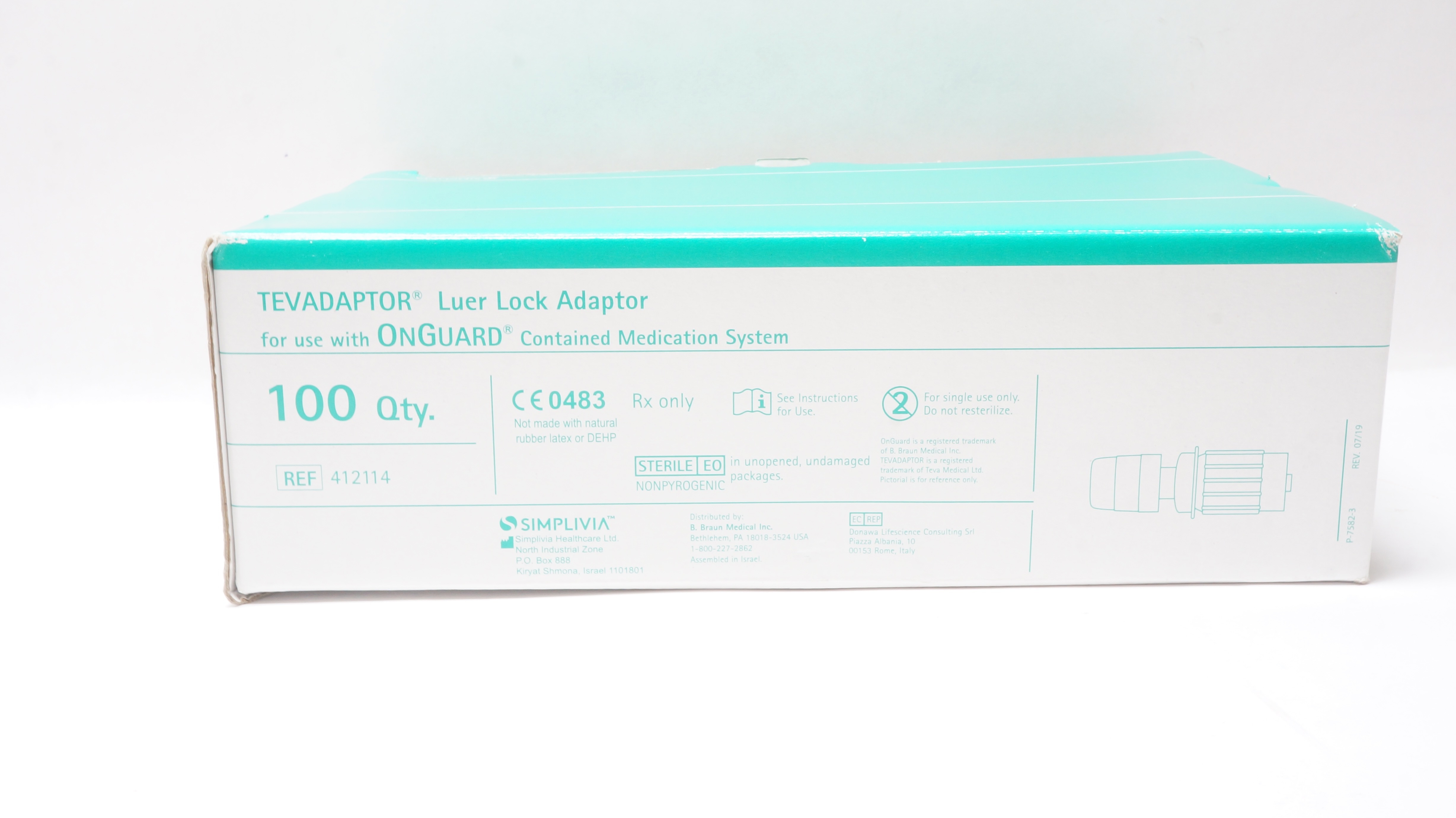 Simplivia Healthcare 412114 Tevadaptor Luer Lock Adapter - Box of 100