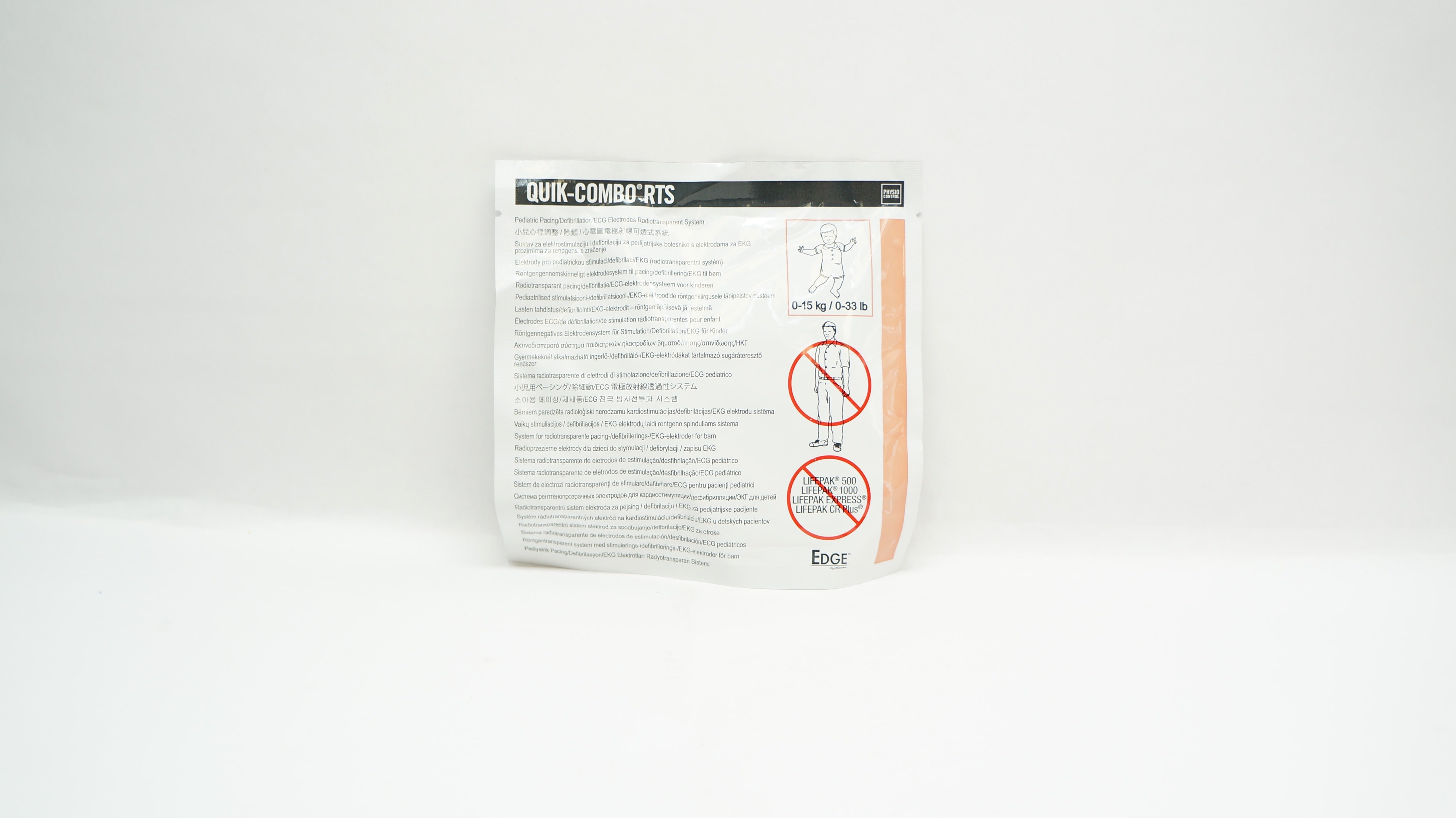 Physio Control 11996-000093 Quik-Combo RTS Pediatric ECG Electrodes 0-33lbs. (x)