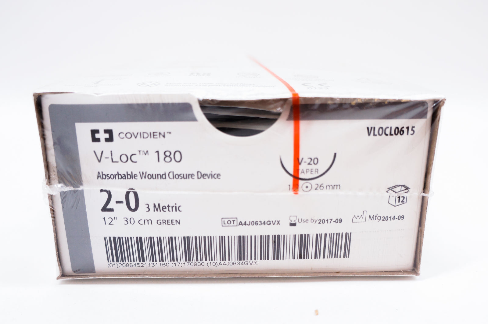 Covidien VLOCL0615 2-0 V-Loc 180, V-20 Taper, 1/2 26mm, 12inch (x) - Box of 12