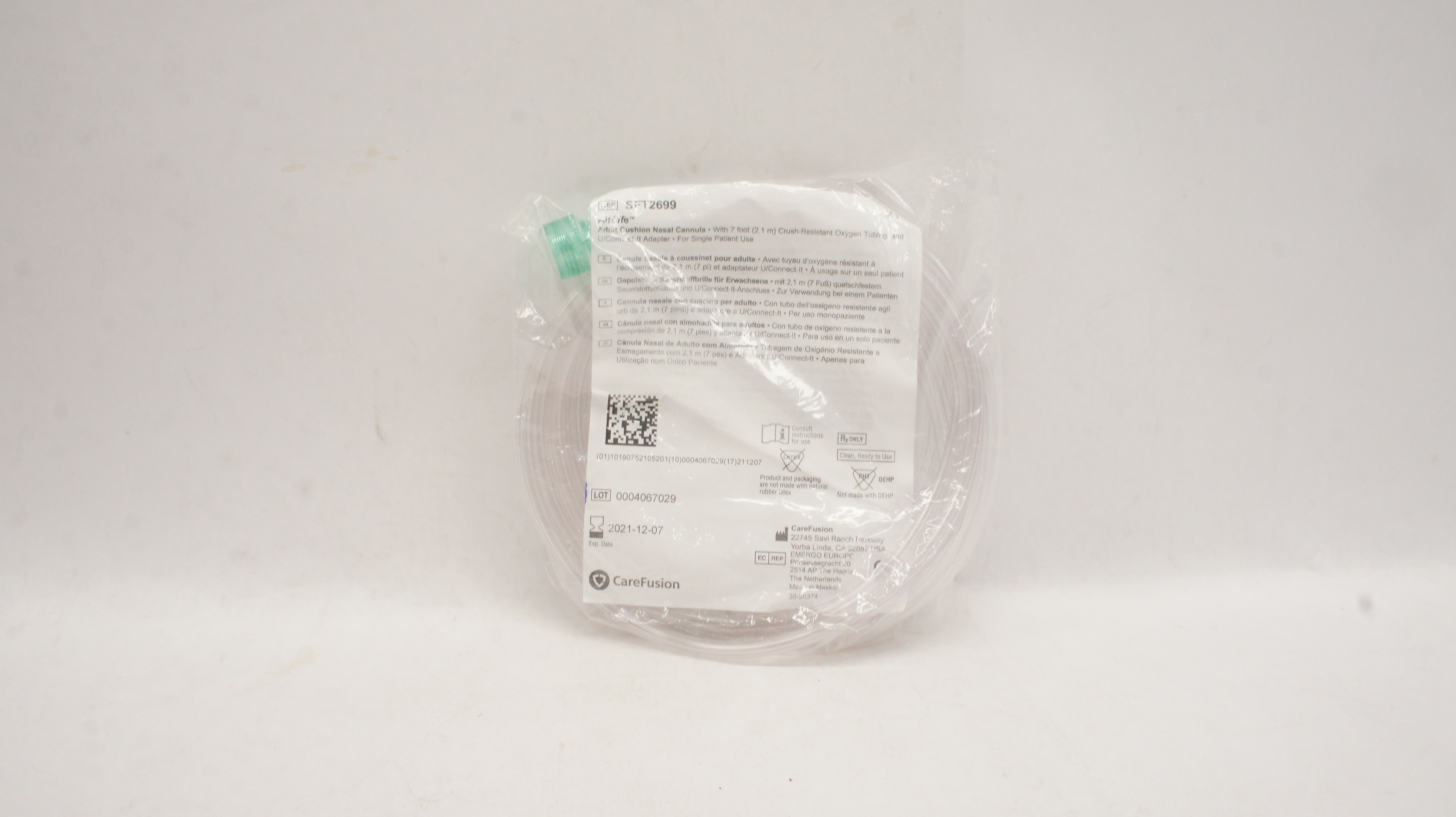 CareFusion SFT2699 AirLife Adult Cushion Nasal Cannula 7ft Tubing & Adapter (x)