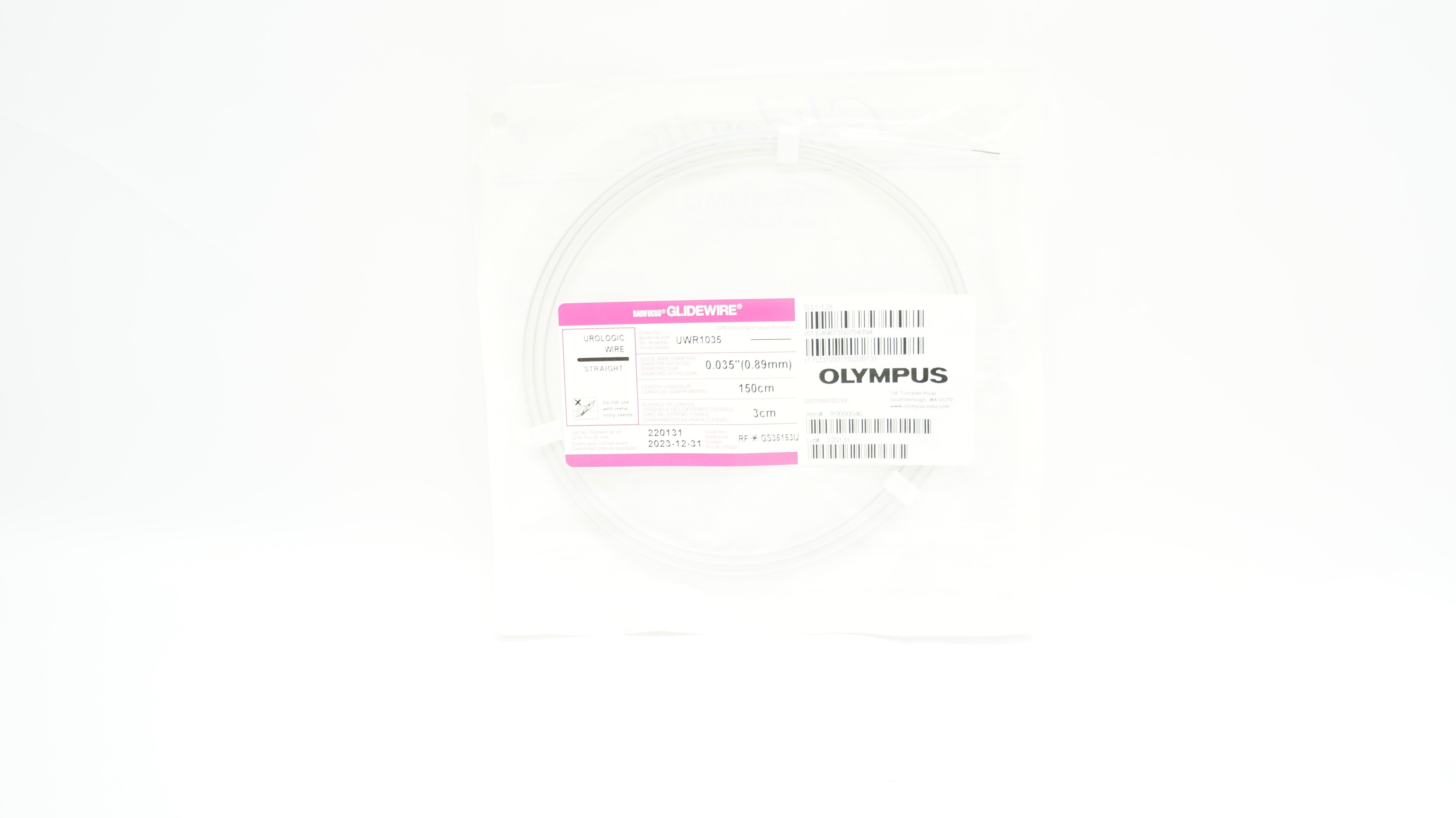 Olympus UWR1035 Radifocus Glidewire Urologic Wire Straight 0.035inch x 150cm