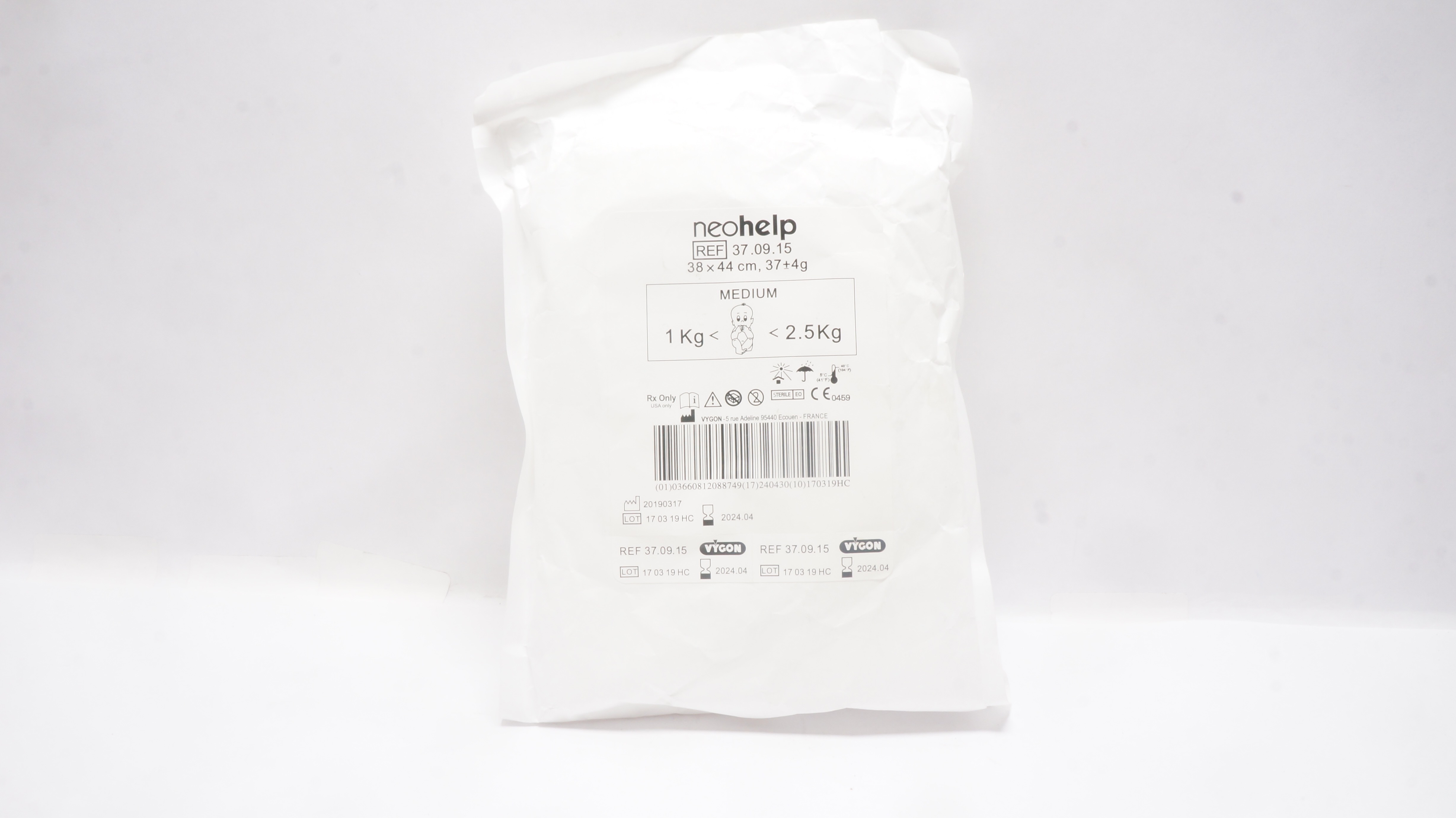 Vygon 37.09.15 Neohelp Heat Loss Prevention 38 x 44cm 37 ± 4g Medium <1kg <2.5kg